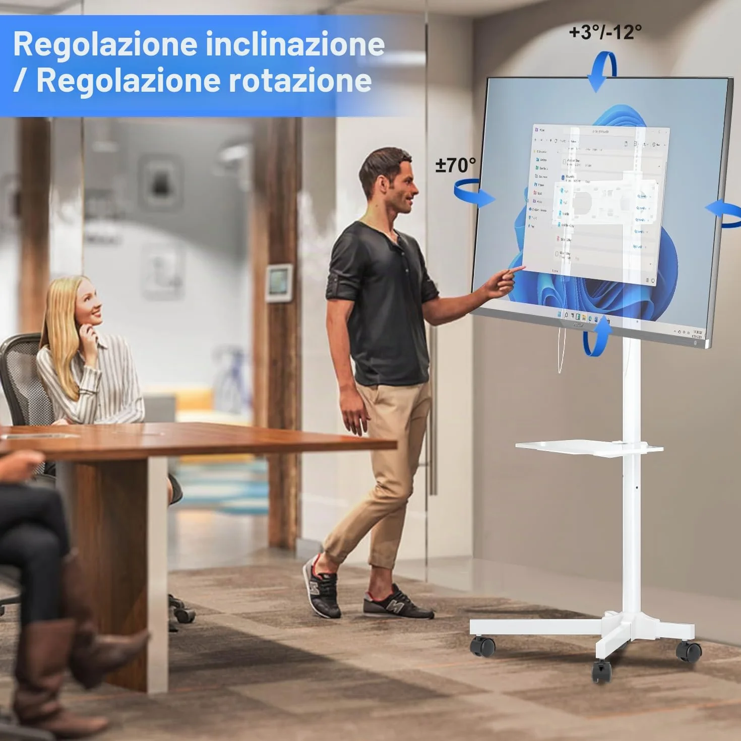 Supporto per TV su Ruote 21-60 Pollici VESA 400x400 mm Bianco 35 kg
