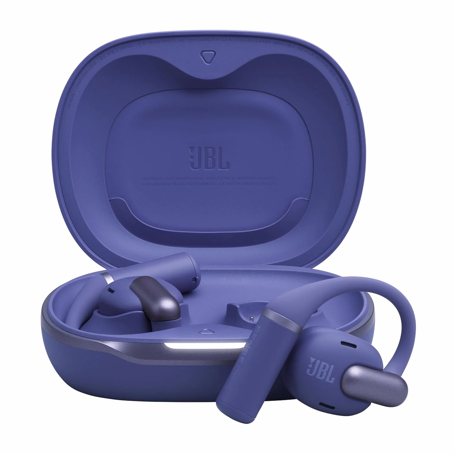 JBL Sense Pro Cuffie Open-Ear True Wireless, Hi-Res Audio, fino a 38 Ore di Autonomia, Resistenti ad Acqua e Polvere IP54, Tecnologia JBL OpenSound e Spatial Sound, Blu