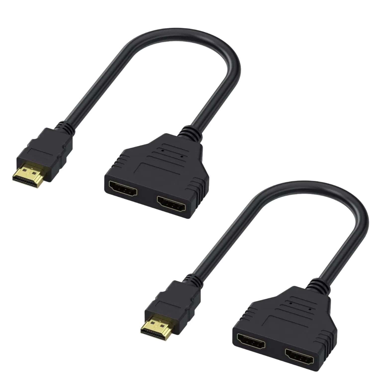 Mâle vers - Adattatore splitter HDMI per monitor, 2 in 1 out, doppio connettore HDMI 1080P, doppia uscita, 30 cm, cavo di collegamento per monitor HDTV, proiettore LCD