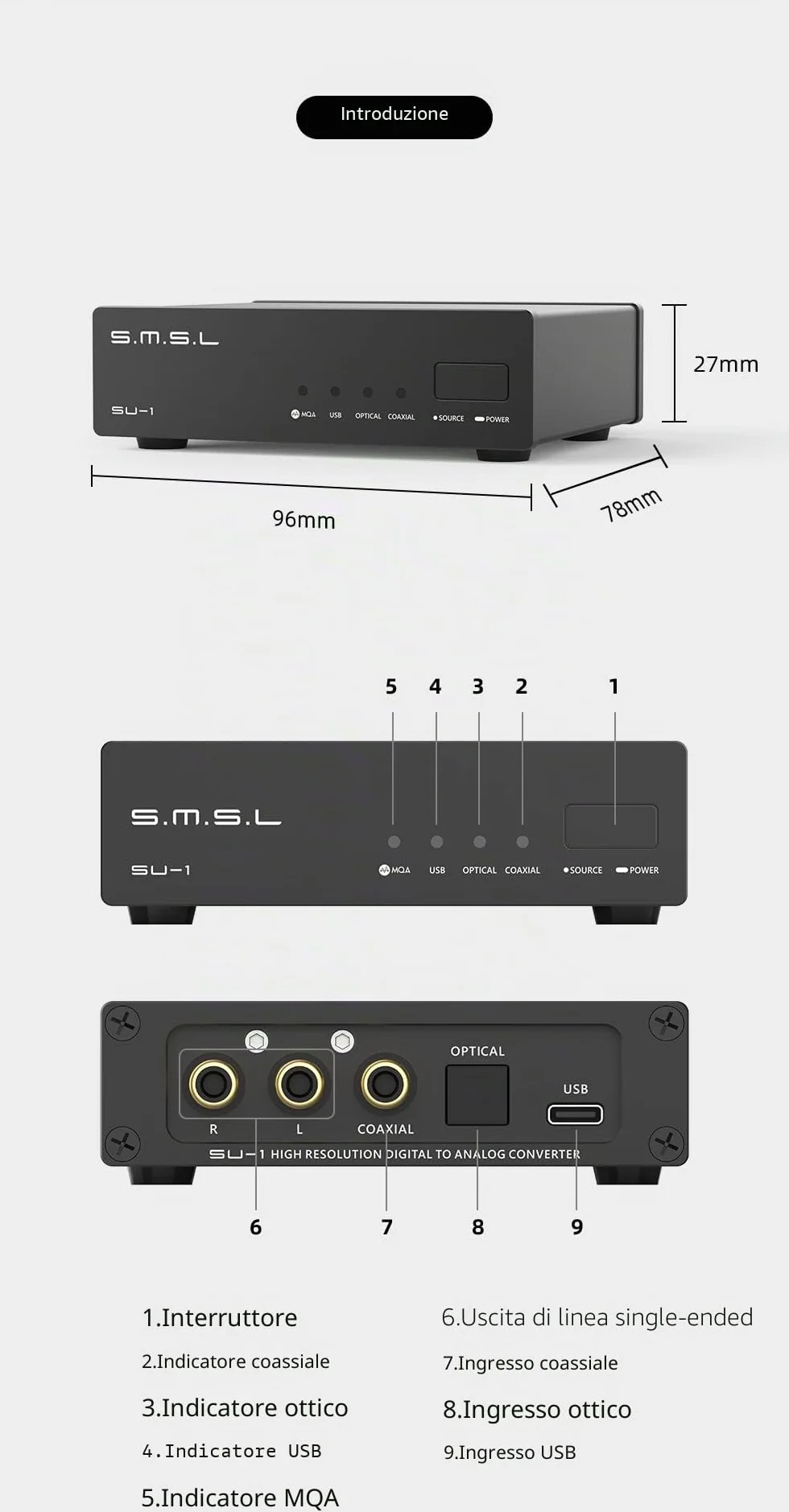 S.M.S.L SU-1 Decoder audio MQA MQA-CD AK4493S XU316 768kHz/32Bit DSD512 Hi-Res DAC