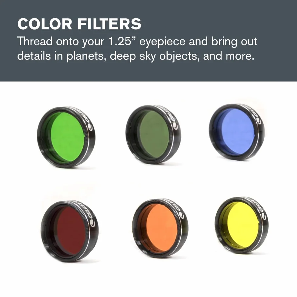 Celestron 94303 Kit di filtri e oculari da 3 cm - Include 14 pezzi in una custodia in metallo rivestita di schiuma, argento