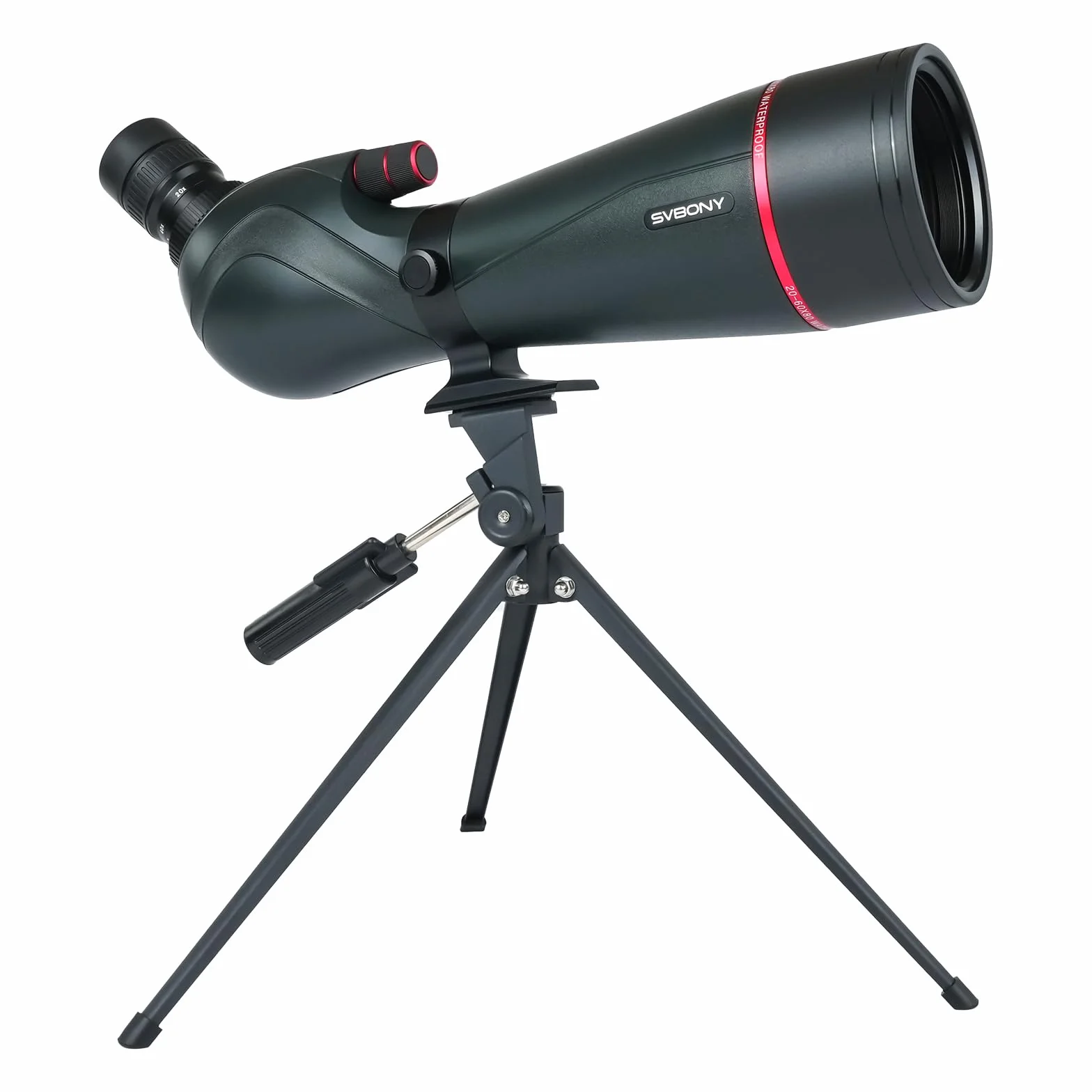 Svbony SV406 20-60x80mm Cannocchiale, HD FMC BAK4, Doppia Messa a Fuoco, 1,25'' Oculare Rimovibile, IPX7 Impermeabile, con Treppiede, Borsa, per Birdwatching, Animali Selvatici, Paesaggi, Tiro a Segno