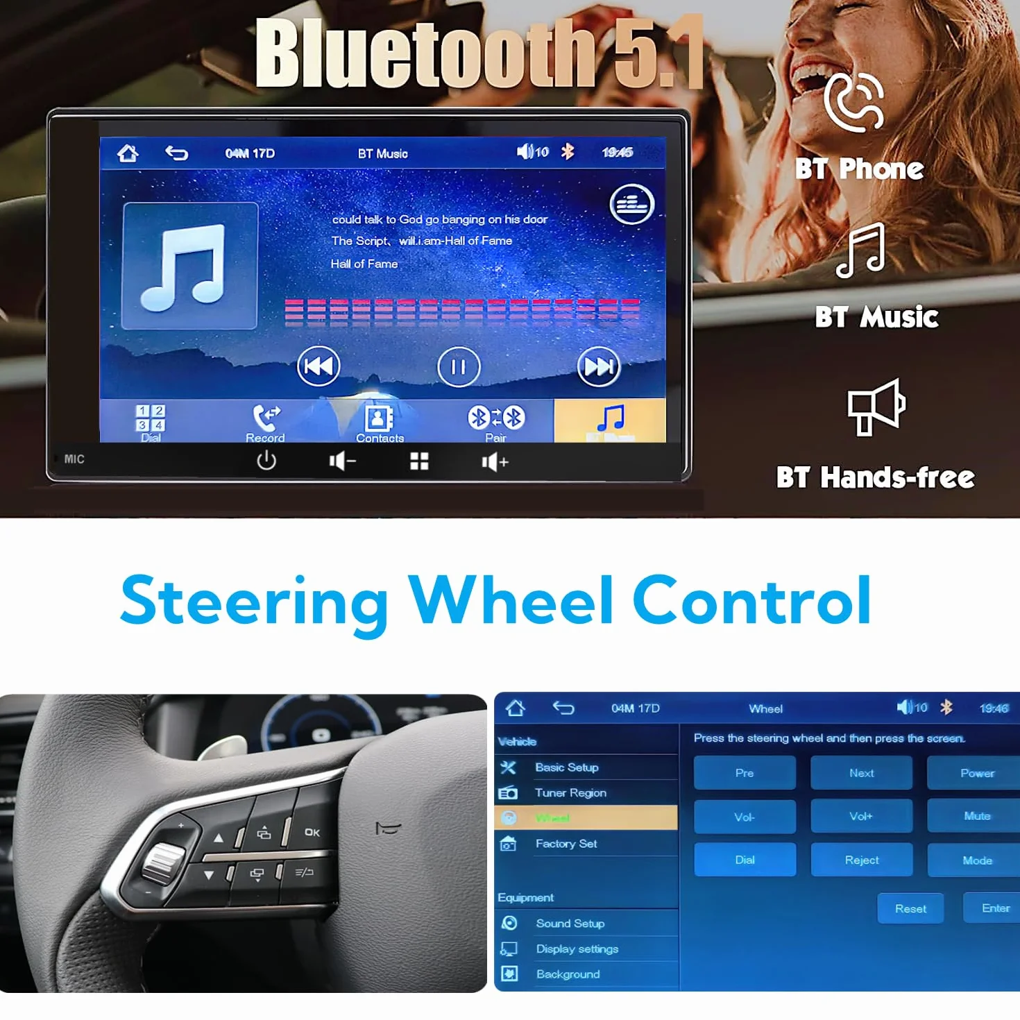 Autoradio 1 DIN 7 Pollici Touchscreen Stereo Bluetooth Wireless Carplay Android Auto Mirror Link USB FM Supporta Telecamera Posteriore