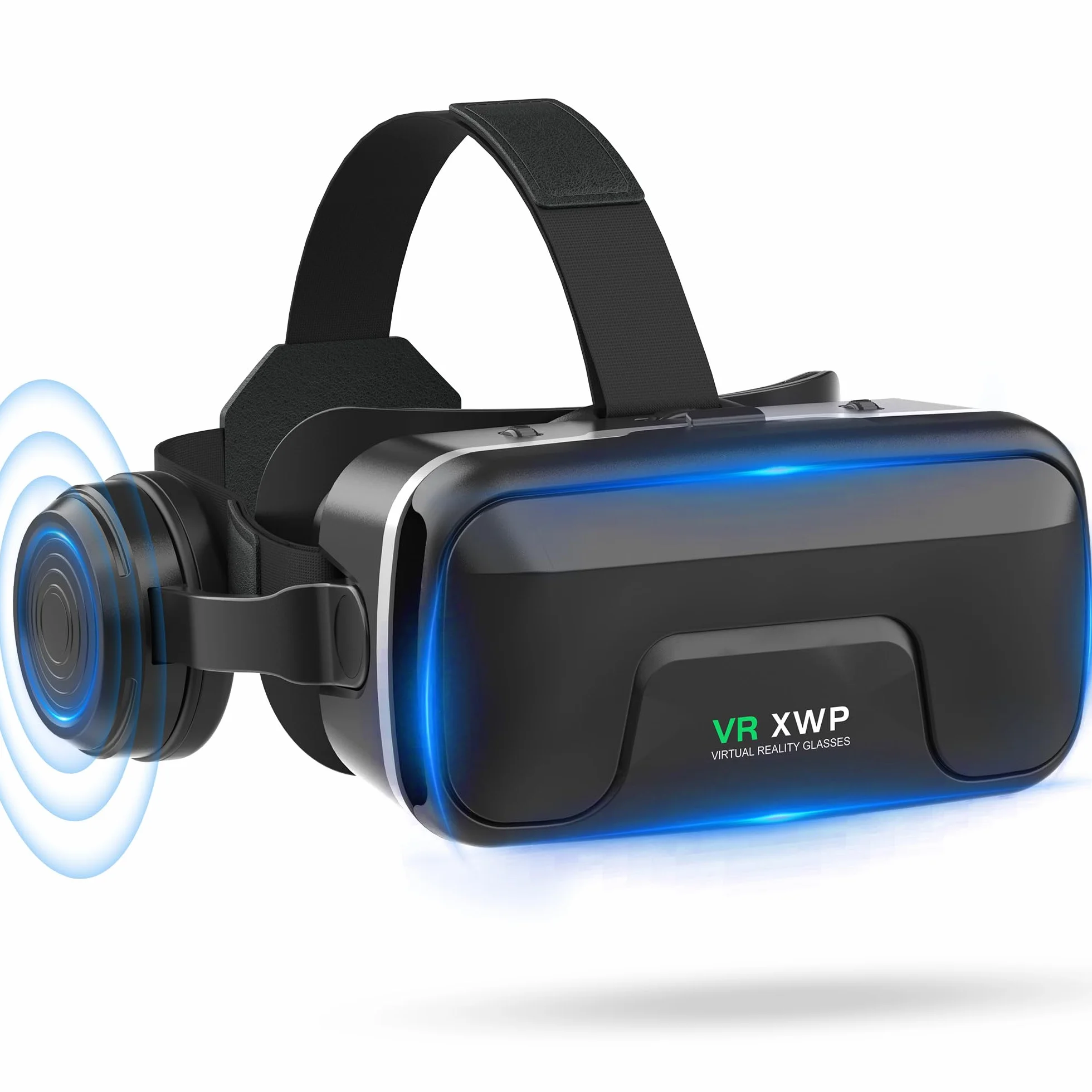 XWP Visore VR, Occhiali Per Realtà Virtuale 3D Con Cuffie, Compatibili Con iPhone & Android (4,7–7,2"), Con Lenti HD Anti Luce Blu, Per Giochi E Film, Regalo Di Compleanno Per Bambini E Famiglia