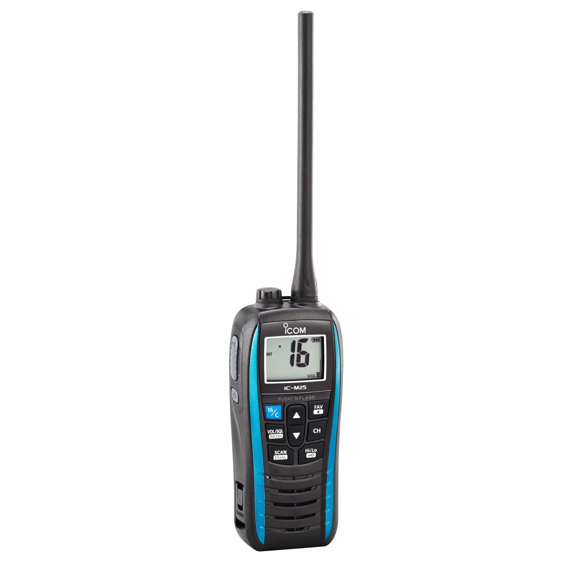 Icom M25 - Ricetrasmettitore VHF palmare nautico, impermeabile, blu