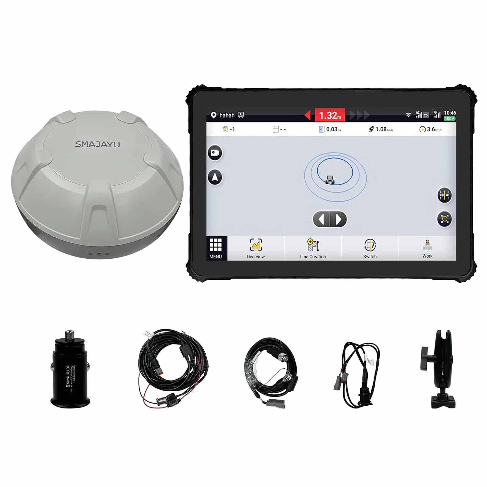 SMA10 Sistema di guida GPS per trattori per agricoltura, sistema di navigazione per agricoltura di precisione con PPP e SBAS, precisione di 10 cm con PPP, 2,5 cm con RTK, antenna GNSS anti-jamming