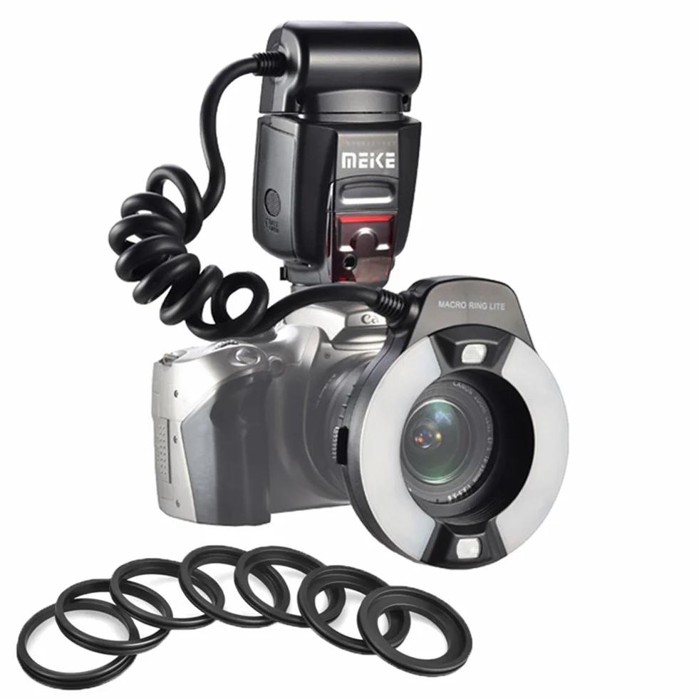Meike MK-14EXT iTTL TTL LED Macro Anello Flash Light per NIK0N D4 D800 D5200 D7100 Fotocamera DSLR con supporto per slitta a caldo