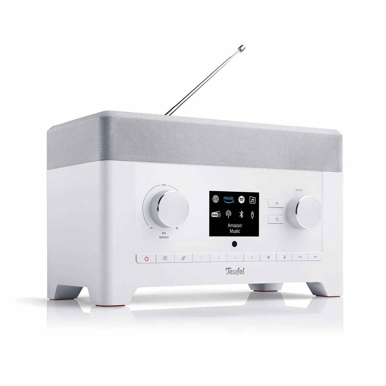 Teufel Radio 3Sixty, Radio Digitale Internet DAB+ FM con Telecomando, Ingresso AUX, Funzione Power Bank, Bianco