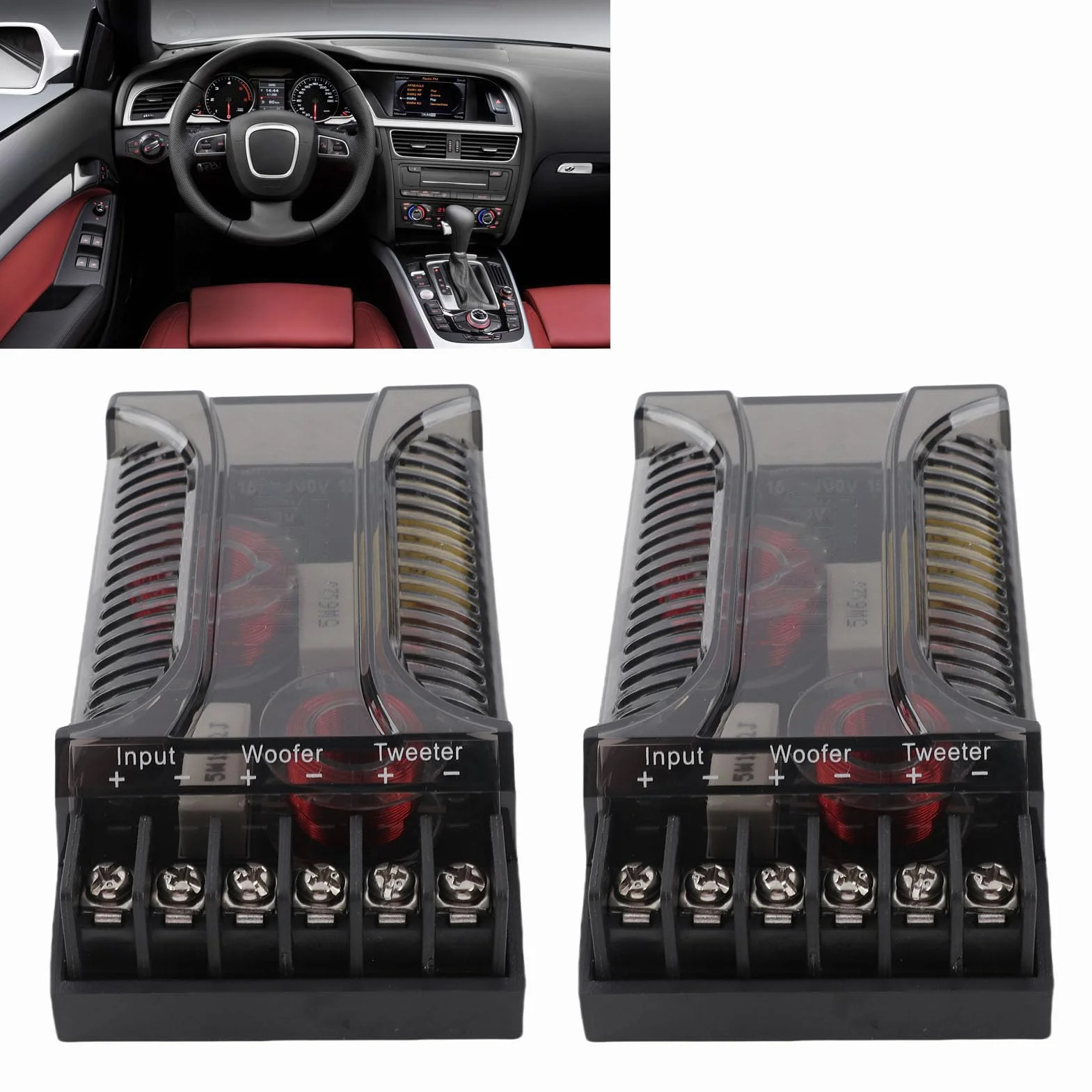 Crossover Audio per Auto a 2 Vie, Divisore di Frequenza per Altoparlanti, Kit da 2 Pezzi per Sistemi Audio Automobilistici
