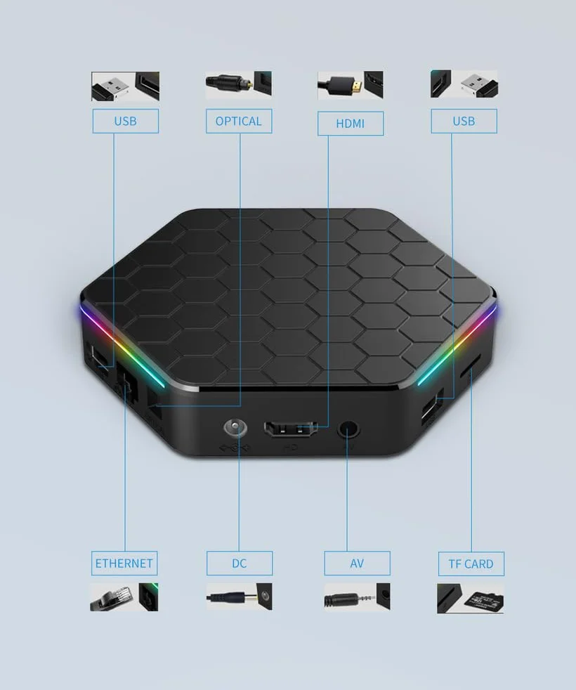 CHROX Box T95Z Plus Android 12.0, H618 2.0Ghz 64-Bit Quad-Core Cortex-A55 Mali-G310 GPU Supporto 2.4/5.0Ghz WIFI6 BT5.0 100M Ethernet 8K 1080P HDR10+ HDMI 2.1 H.265,4gb+32gb