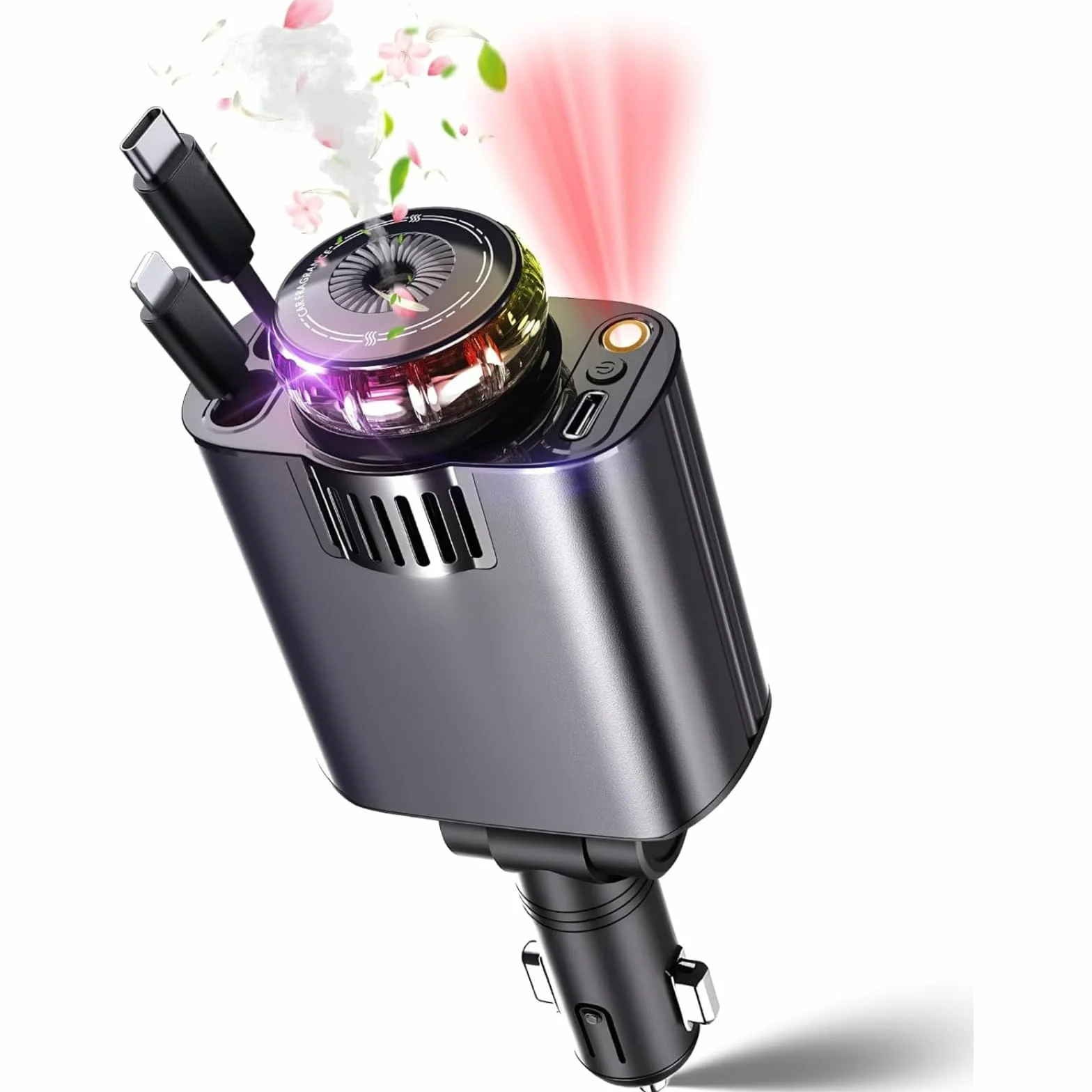 Starlight - Caricabatterie retrattile da auto USB-C da 120 W con aromaterapia, adattatore per accendisigari a ricarica rapida per iPhone 16/15/14/13/12/11, accessorio essenziale per auto, regalo per