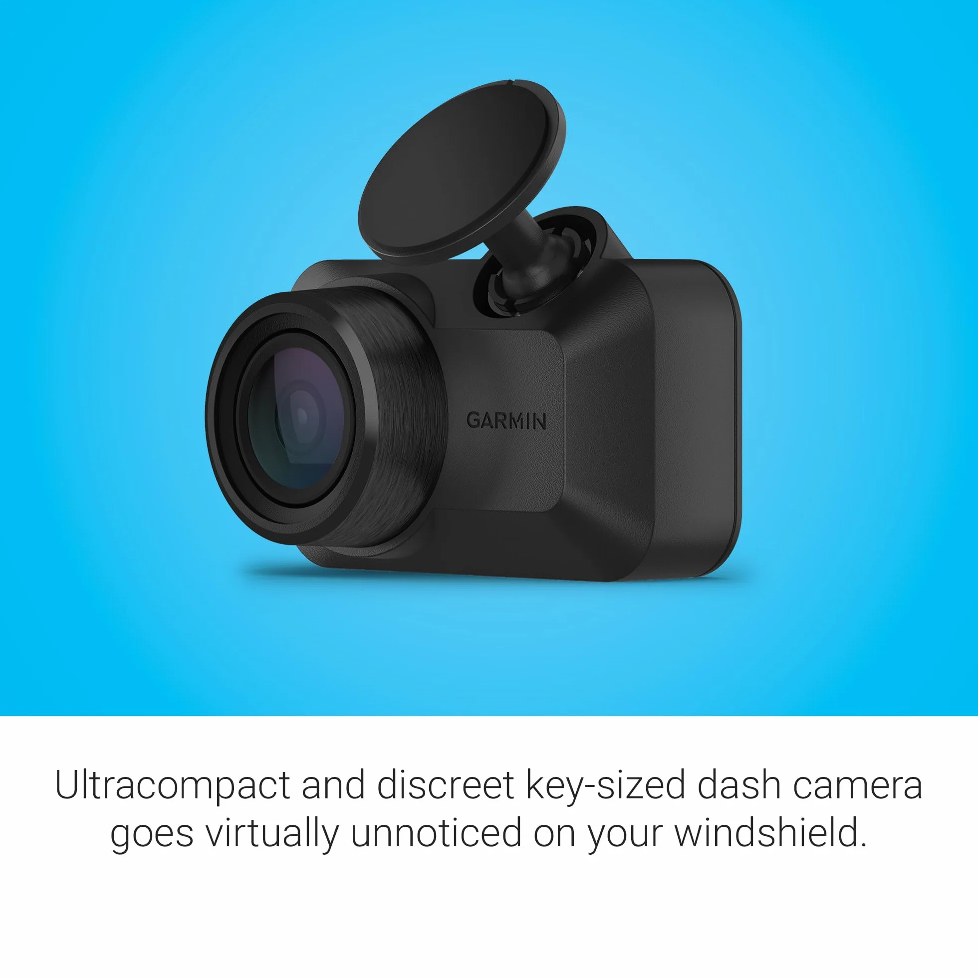 Garmin Dash Cam Mini 3, 1080p @ 140°, 30 fps, Videocamera Auto, Compatta, Riprende a ciclo continuo, Garmin Clarity HDR, Sensore incidenti, Sorveglianza veicolo, Salvataggi in cloud