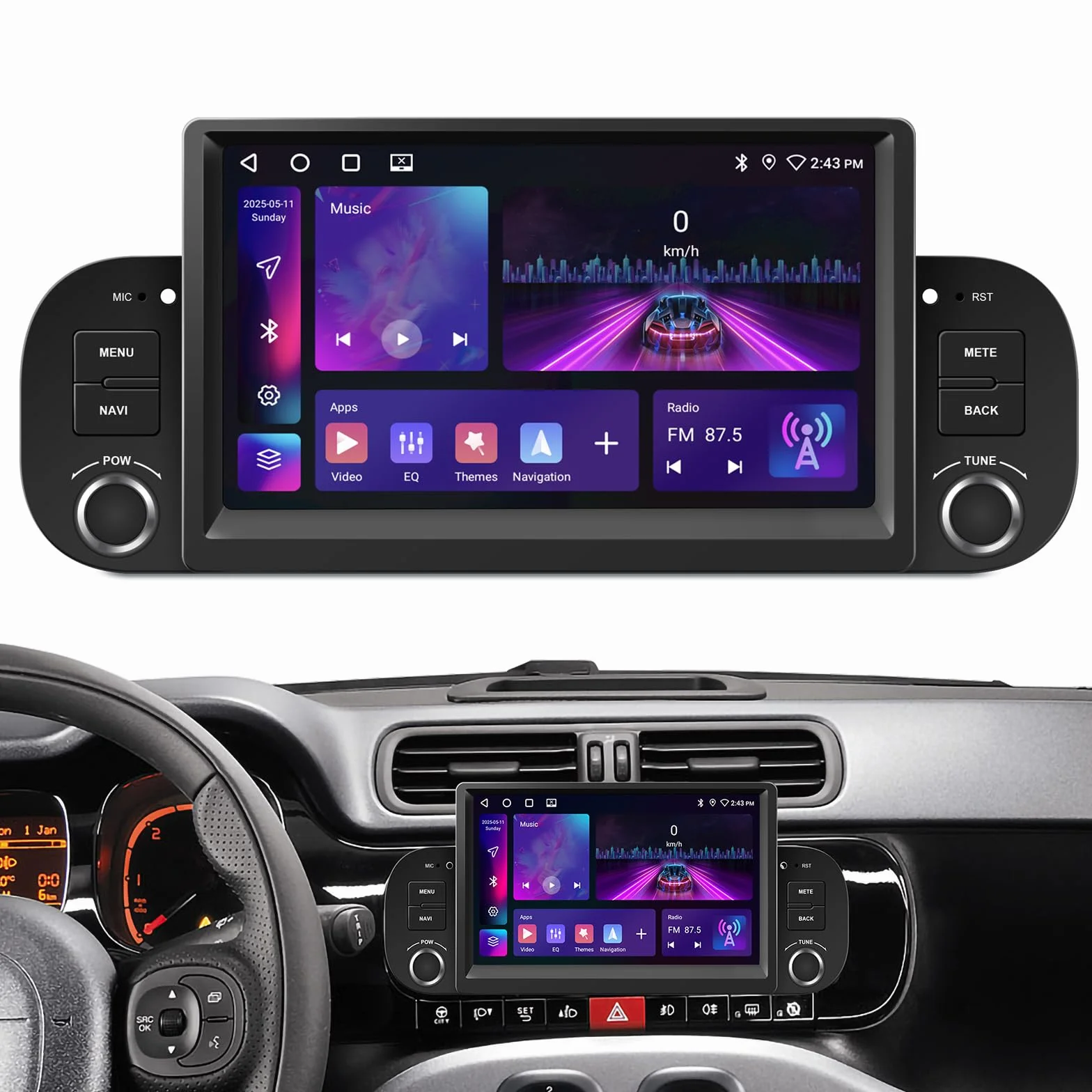 LEXXSON Autoradio per Fiat Panda 2013-2020 con CarPlay e Android Auto Wireless, più AirPlay e Android Link, Sistema Android 11, Schermo Touch 7 Pollici 1024x600, Bluetooth 5.0, WiFi, FM/RDS e USB