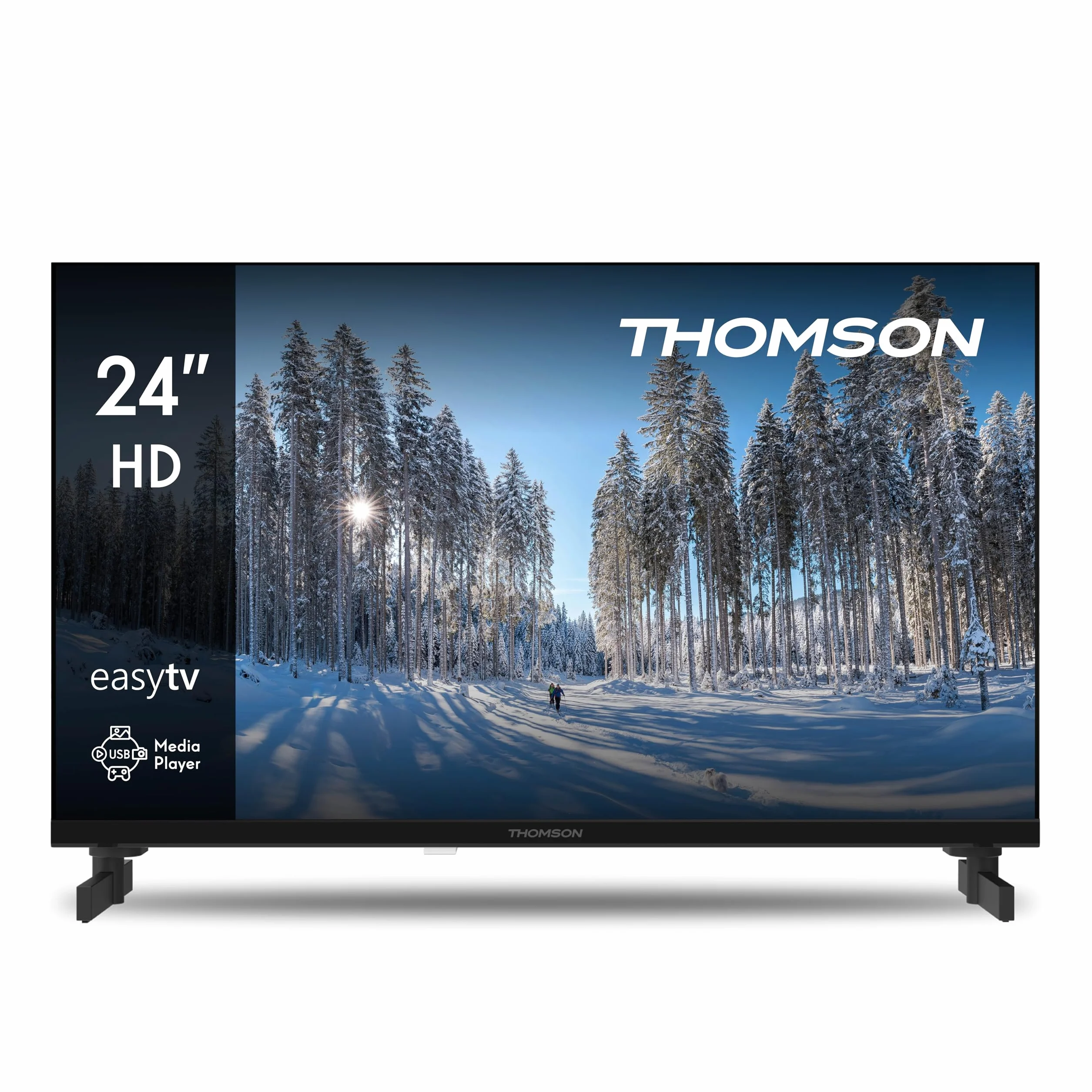 Thomson TV 24 Pollici (60 cm) HD Easy TV, TV Digitale LED (Non-Smart), Triplo Tuner (DVB-T/T2/C/S/S2), Dolby Audio, Modalità Hotel, Lettore Multimediale, Telecomando Retroilluminato, 3x HDMI