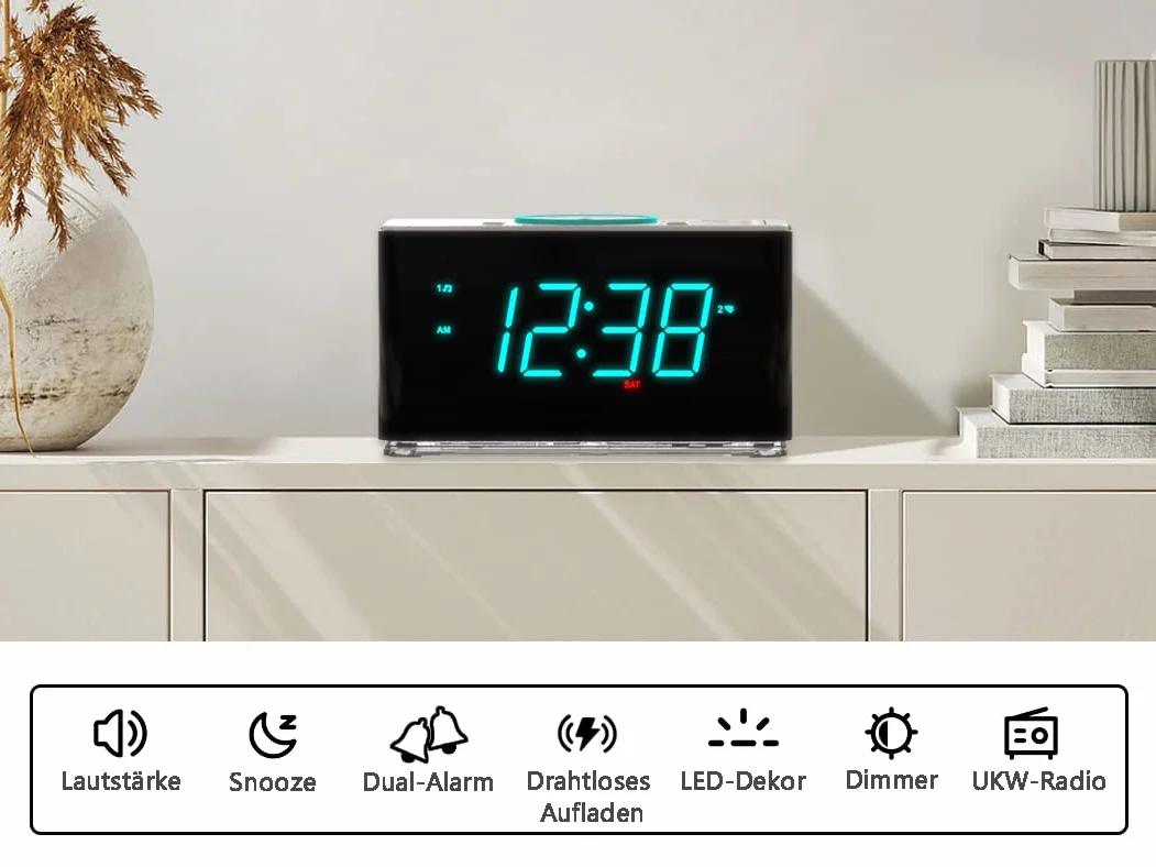iTOMA CKS207 Radiosveglia Bluetooth 15W Caricabatterie Wireless FM Radio USB Doppia Sveglia