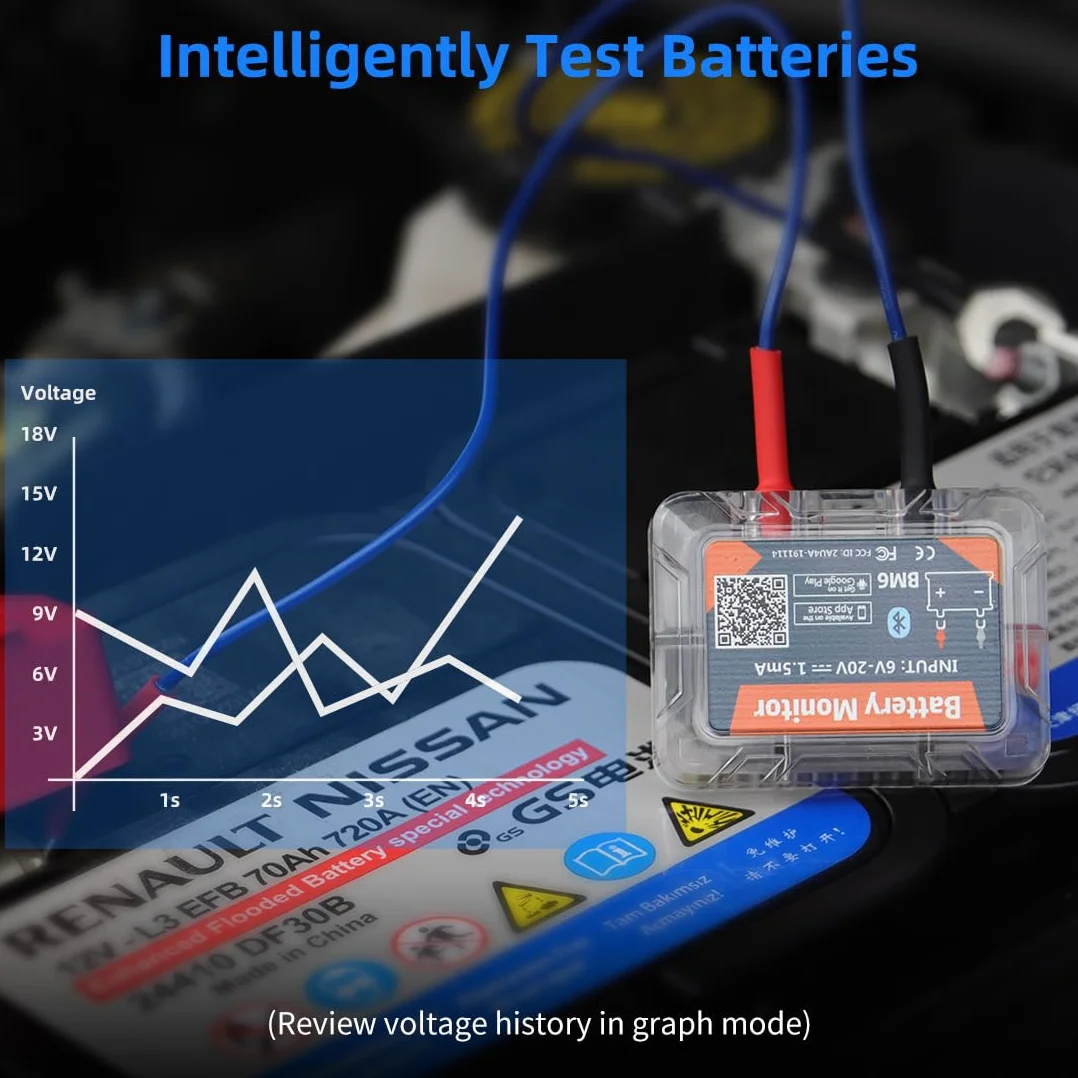 DollaTek Bluetooth 4.0 12V Wireless Battery Monitor Tester Car RV Motorcycle Boat