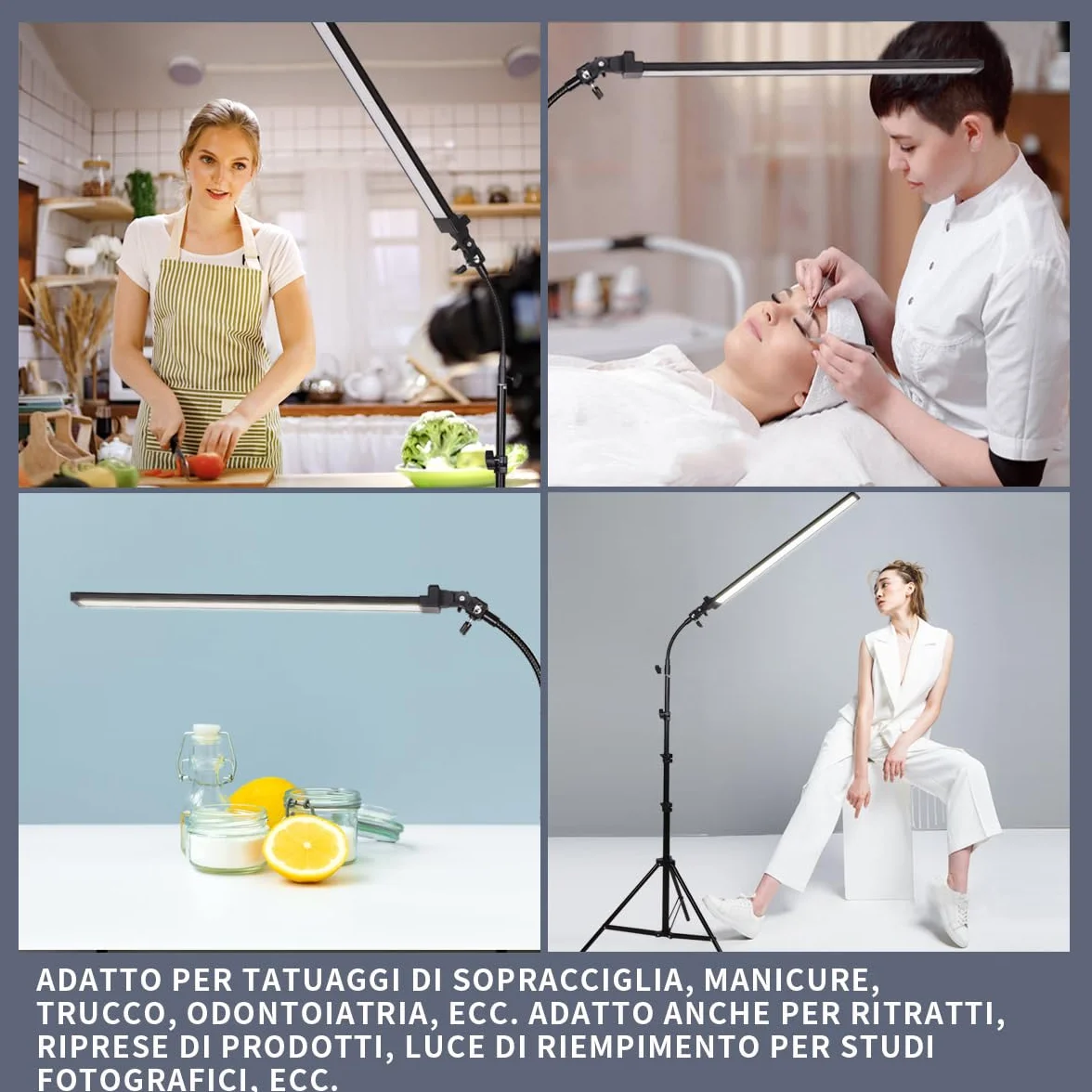 Kit di Illuminazione LED da Studio Fotografico con Supporto e Borsa Tubo Morbido per Bellezza, Sopracciglia, Tatuaggio, Trucco, Odontoiatria, Ciglia, Ritratto, Luce per Fotografia Di Prodotto