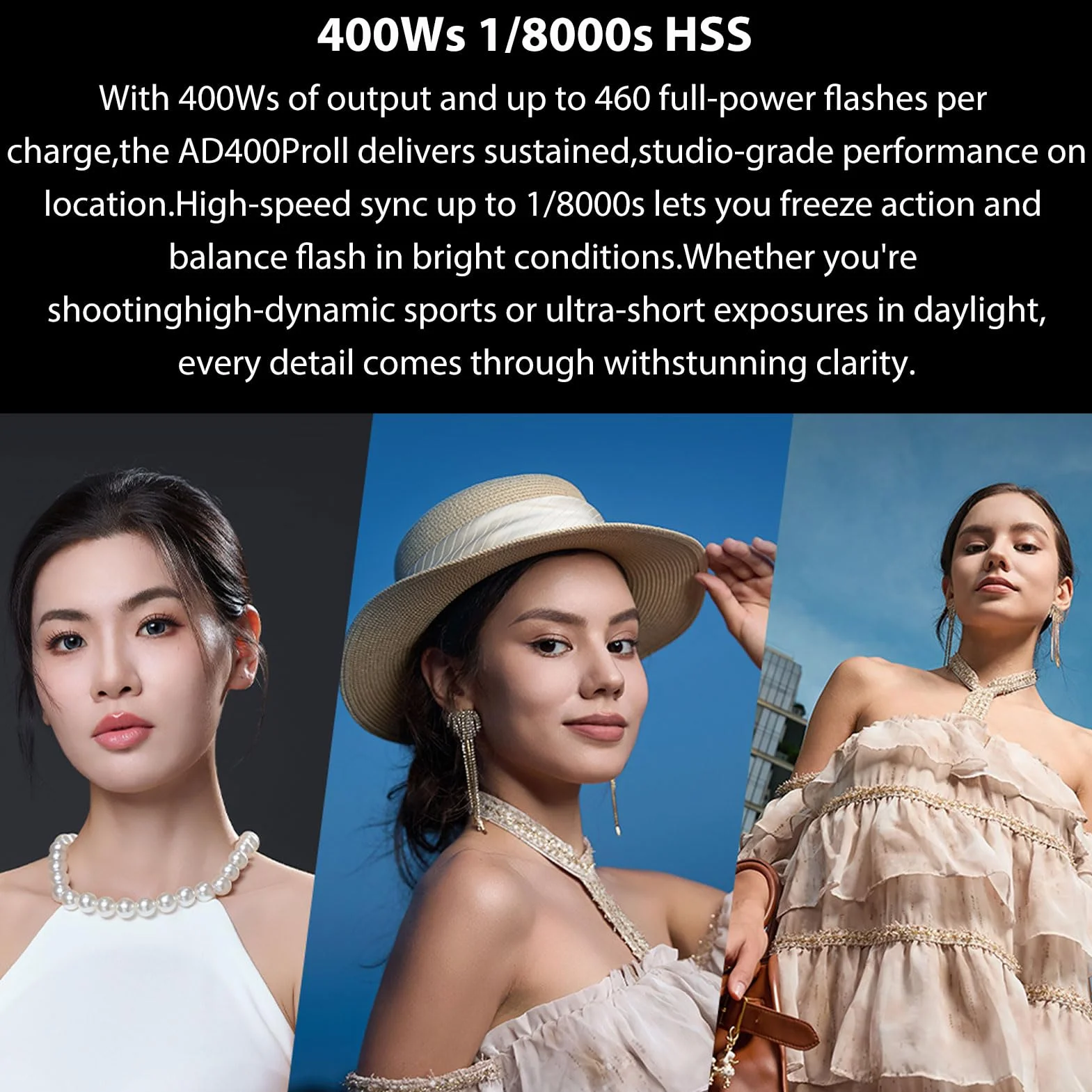 Godox AD400ProII - Testine flash, 400 W, TTL, Speedlite wireless, 1/8000s HSS, tempo di ricarica 0.01-1s con luce di regolazione Bi-Color Godox Mount e adattatore esterno Bowens Mount