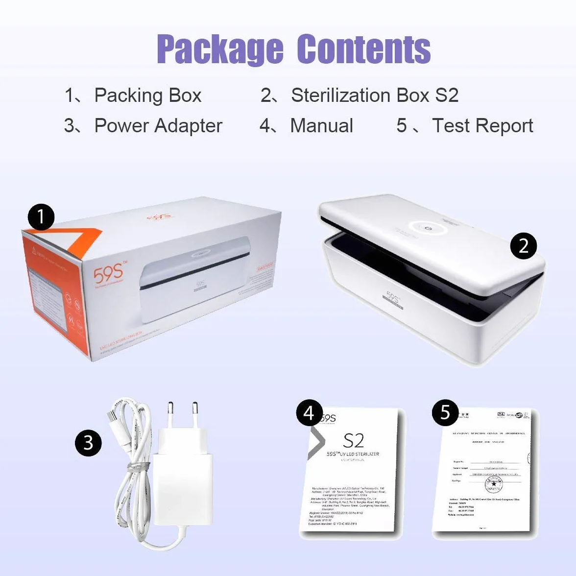 Sterilizzatore UV Professionale, 59S Sterizzatore UV Scatola LED con 8 Perline Lampada Sterilizzazione Rapida 99,9%, Adatto per Cellulari, Occhiali, Estetica, Strum S2