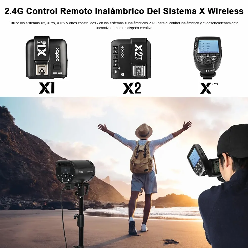 GODOX DP800IIIV - Kit flash da studio professionale, 800 W, 5800 ± 200 K, sistema X wireless 2,4 G, ventola ad alta velocità integrata, adatta per ritratti