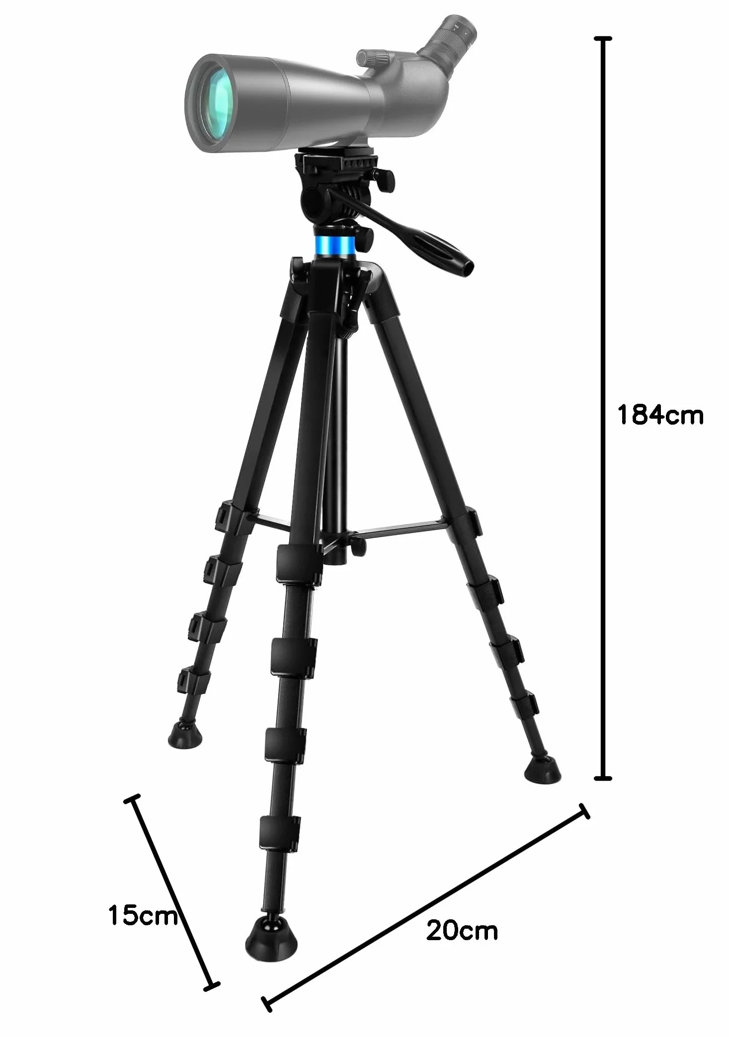 Treppiede per Binocolo, 184 cm Alluminio Treppiede Telescopio, Compatibile con Fotocamera, Telescopio Astronomico, caccia, Supporto Stabile per Osservazione e Fotografia (Carico 10 kg)