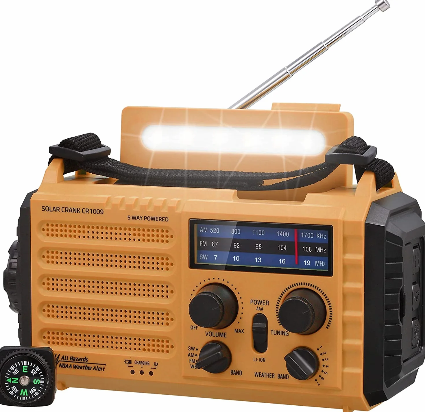 Mesqool Radio Portatile di Emergenza 5000mAh con Manovella, AM/FM, Caricatore USB, Torcia LED e Allarme SOS