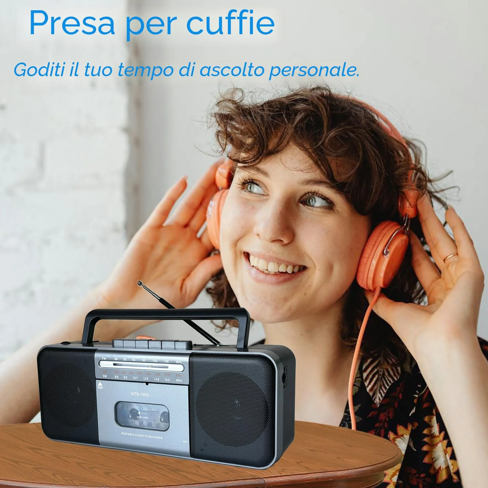 Lettore di cassette AM/FM/SW Bluetooth 10W portatile convertitore MP3 USB