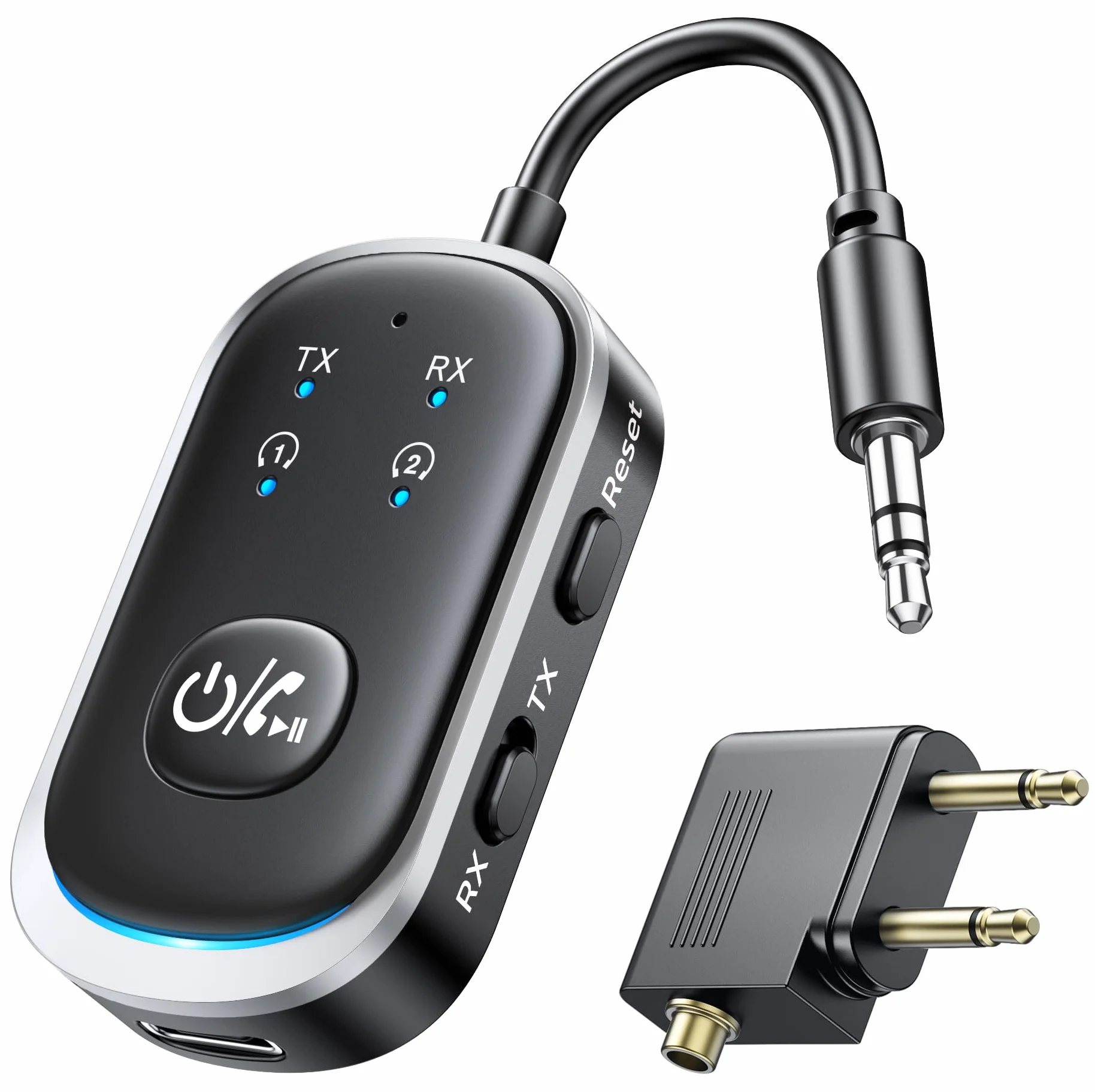Mohard Trasmettitore Ricevitore Bluetooth 5.3 AUX Vivavoce Auto 2 in 1