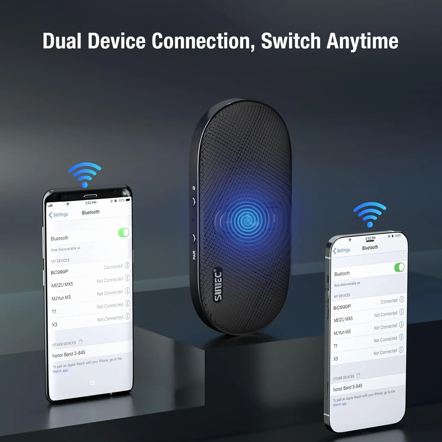 Vivavoce per auto Bluetooth 5.1 con clip Wireless vivavoce si collega a Siri & Google Assistant Supporto Auto ON Off Altoparlante forte 6W per GPS Musica Telefono