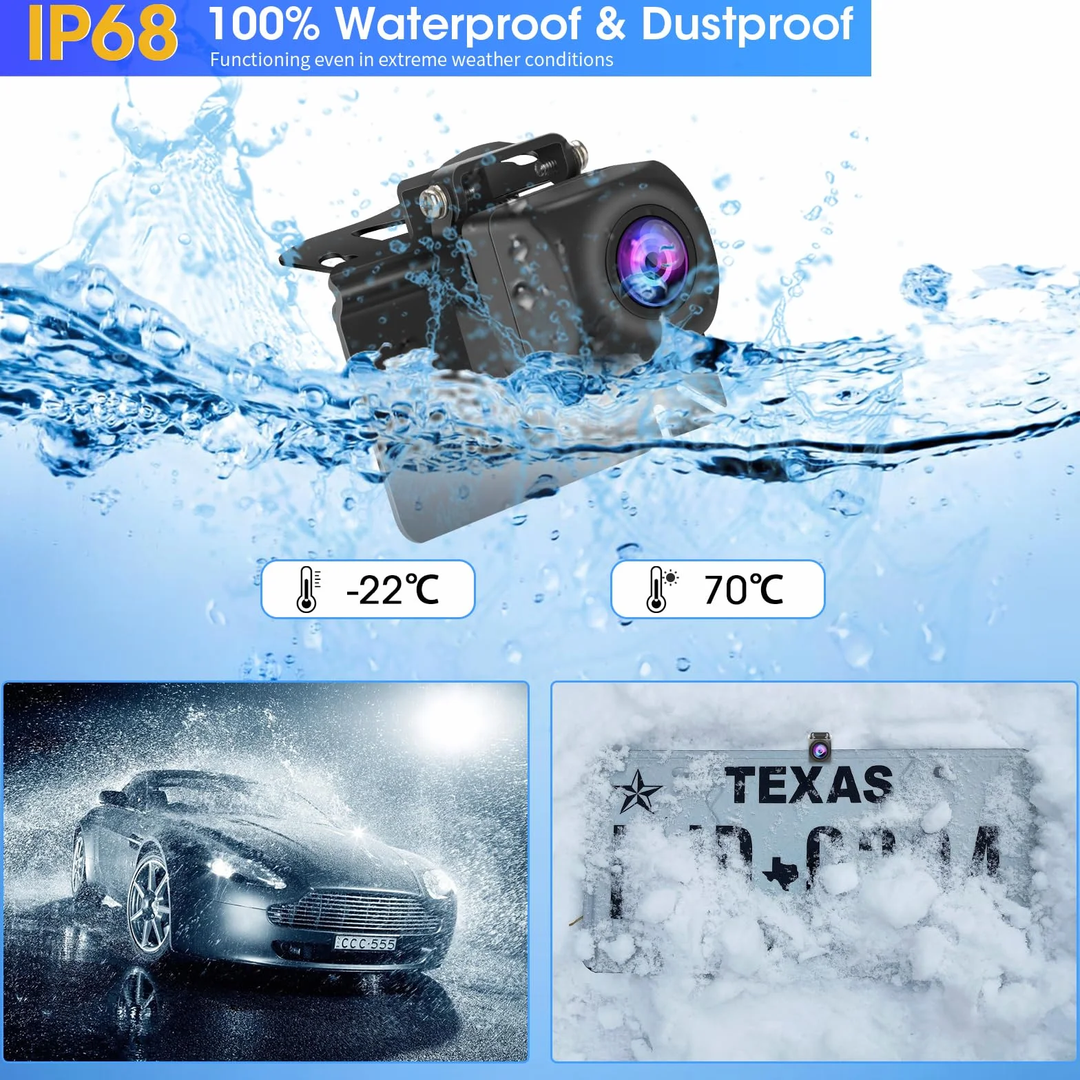 AHD 1080P 4.3 Pollici Telecamera Posteriore Auto con Monitor Nessuna Foratura Retrocamera Auto Facile Installazione Adatta Visione Notturna IP68 Impermeabile Telecamera Retromarcia per DC 12V Auto