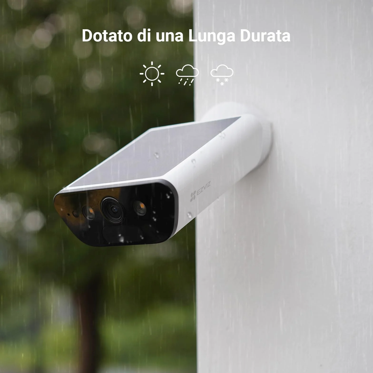 EZVIZ CB5 4K Telecamera Wi-Fi Esterno a Batteria Solare, 100% Senza Fili, Pannello Solare Integrato, Rilevamento di Persone/Veicoli, Visione Notturna a Colori, Audio Bidirezionale, Impermeabile IP65
