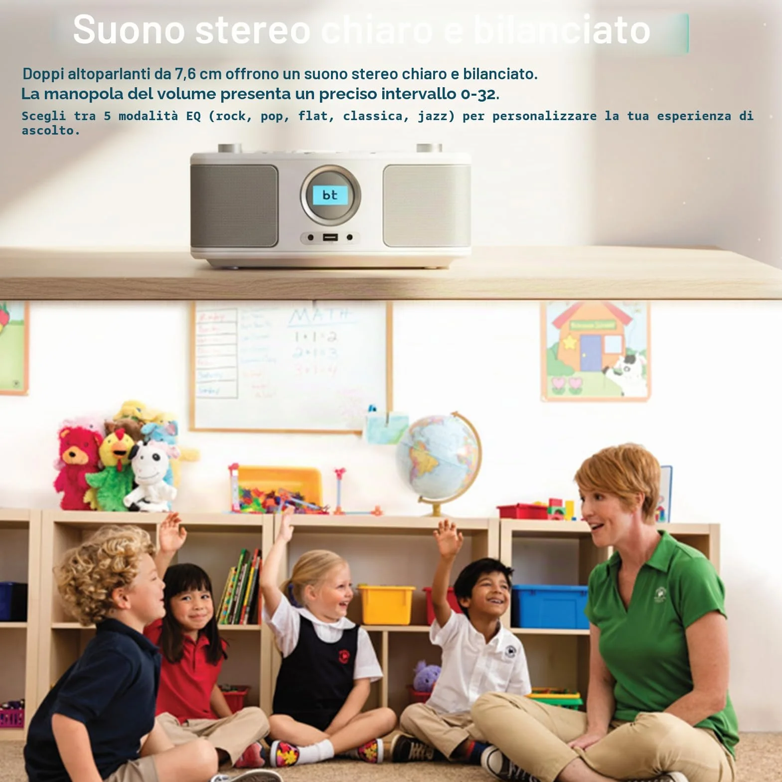 Radio Portatili Boombox con Bluetooth, Telecomando, Lettore CD Stereo con Radio FM, Ingresso Blue Tooth, USB, AUX-IN,Compatibile CD-R/CD-RW,AC o Alimentato a Batteria