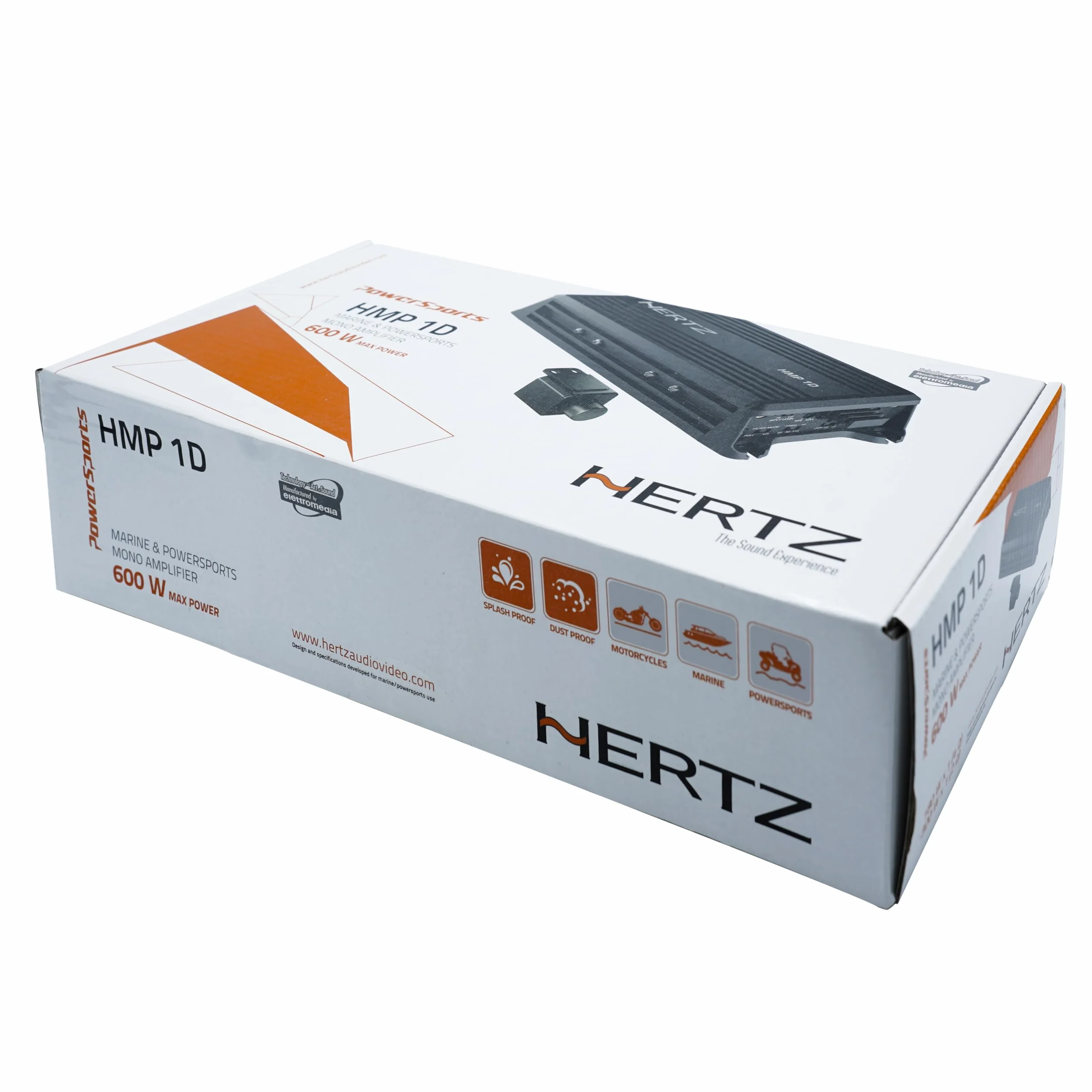 Hertz HMP 1D – Amplificatore monofonico classe D per uso marino e powersport, 300W RMS, struttura waterproof IP64 e tecnologia a bassa distorsione per subwoofer