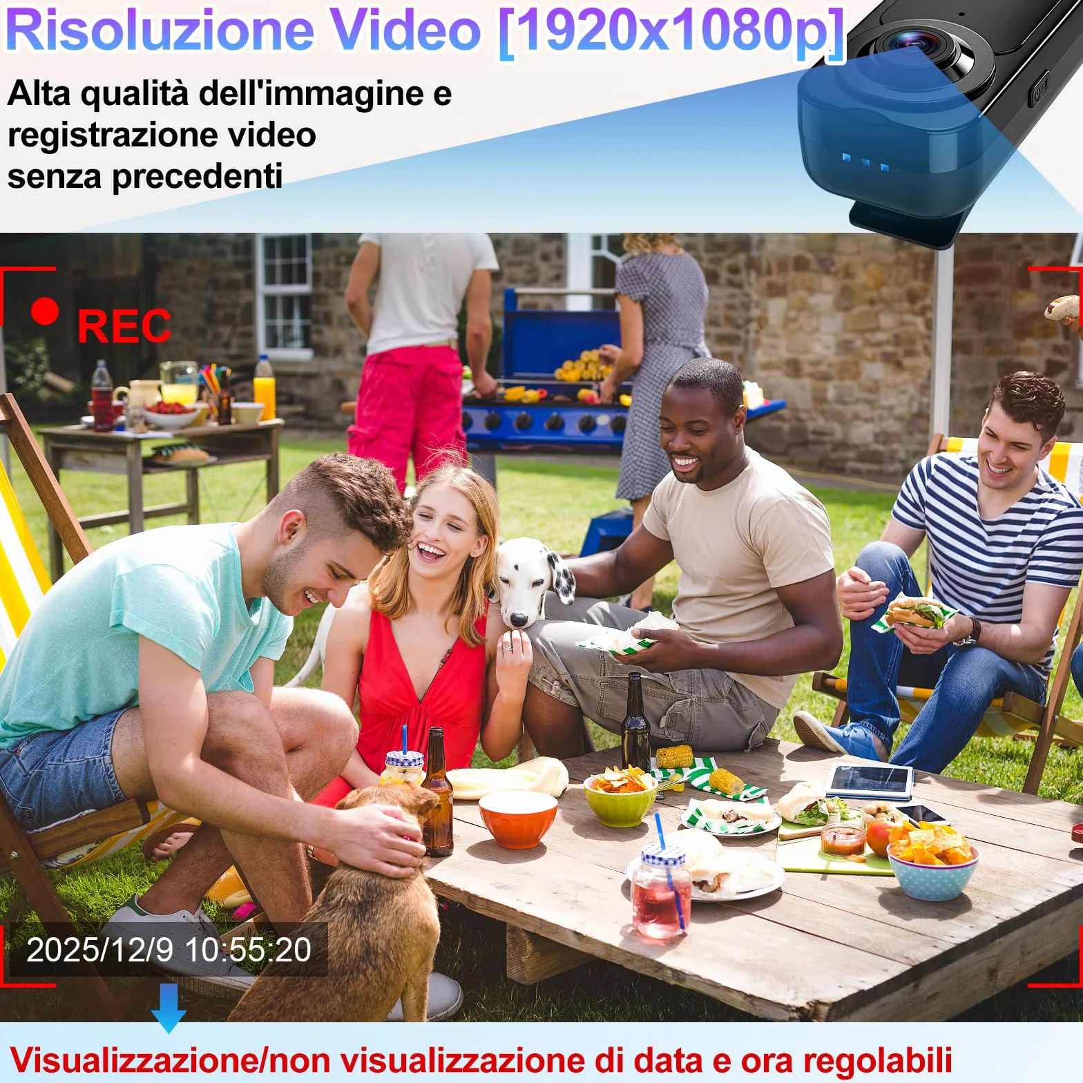 TANGMI Telecamera Spia Portatile, 7 Ore di Utilizzo a Mani Libere Videocamera Invisibile, Visione Notturna & 1080P HD Grandangolo 140° Body Cam Polizia per Registrazione Video e Scatto Foto