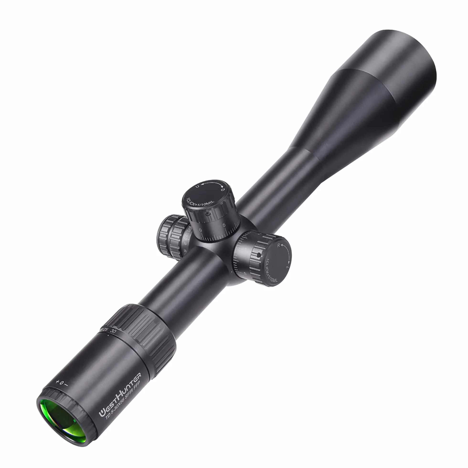 WestHunter Optics TD 5-30x56 SFIR FFP Precision Mirino Telescopico per Tiro di Competizione, Reticolo Illuminato a Primo Piano Focale 1/10 MIL, Tubo da 34mm con Torretta di Azzeramento Stop Zero