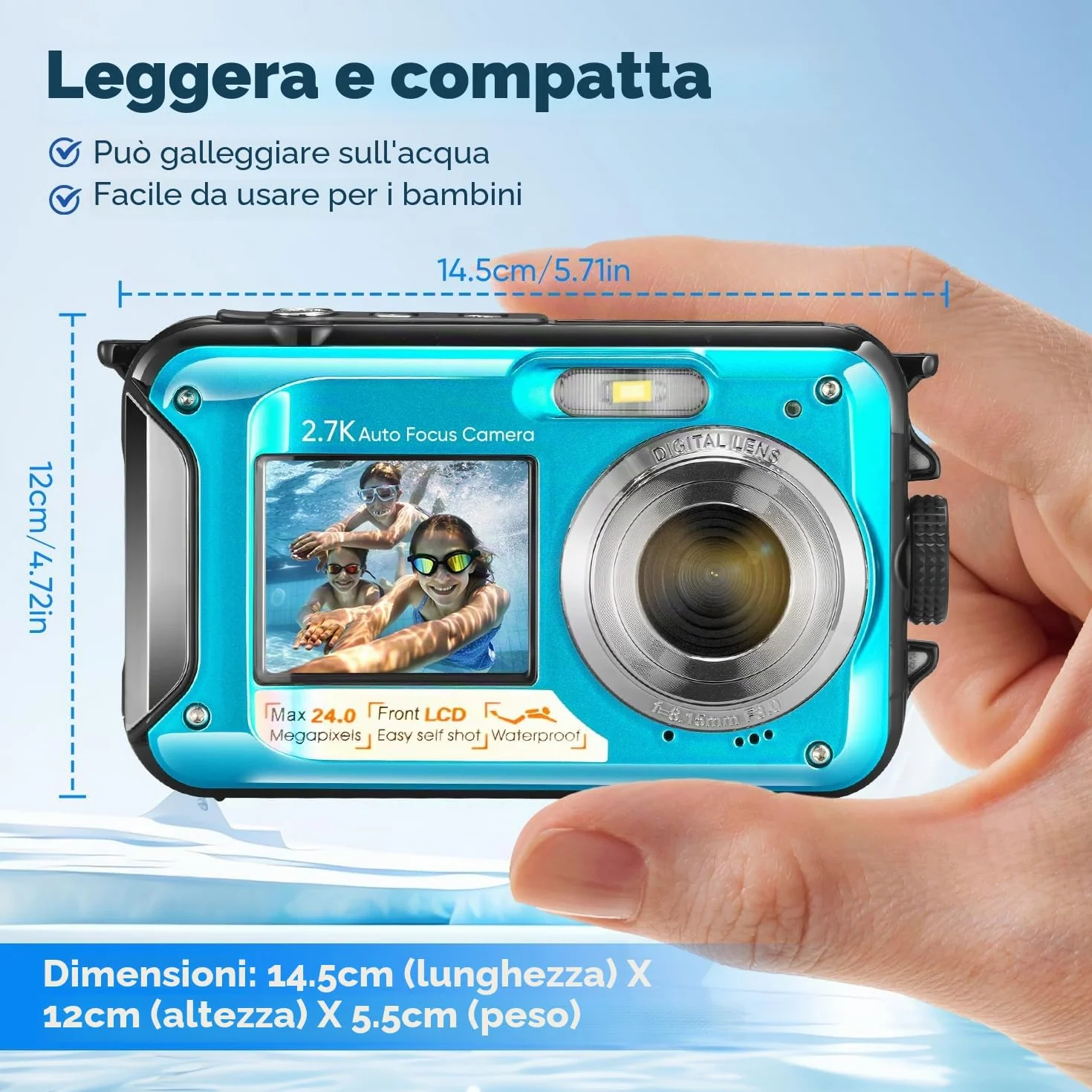Fotocamere compatte Macchina fotografica digitale macchina fotografica digitale impermeabile Full HD 2.7K 48MP Zoom 16X Impermeabile Impermeabile Dual Kids Vibrationproof