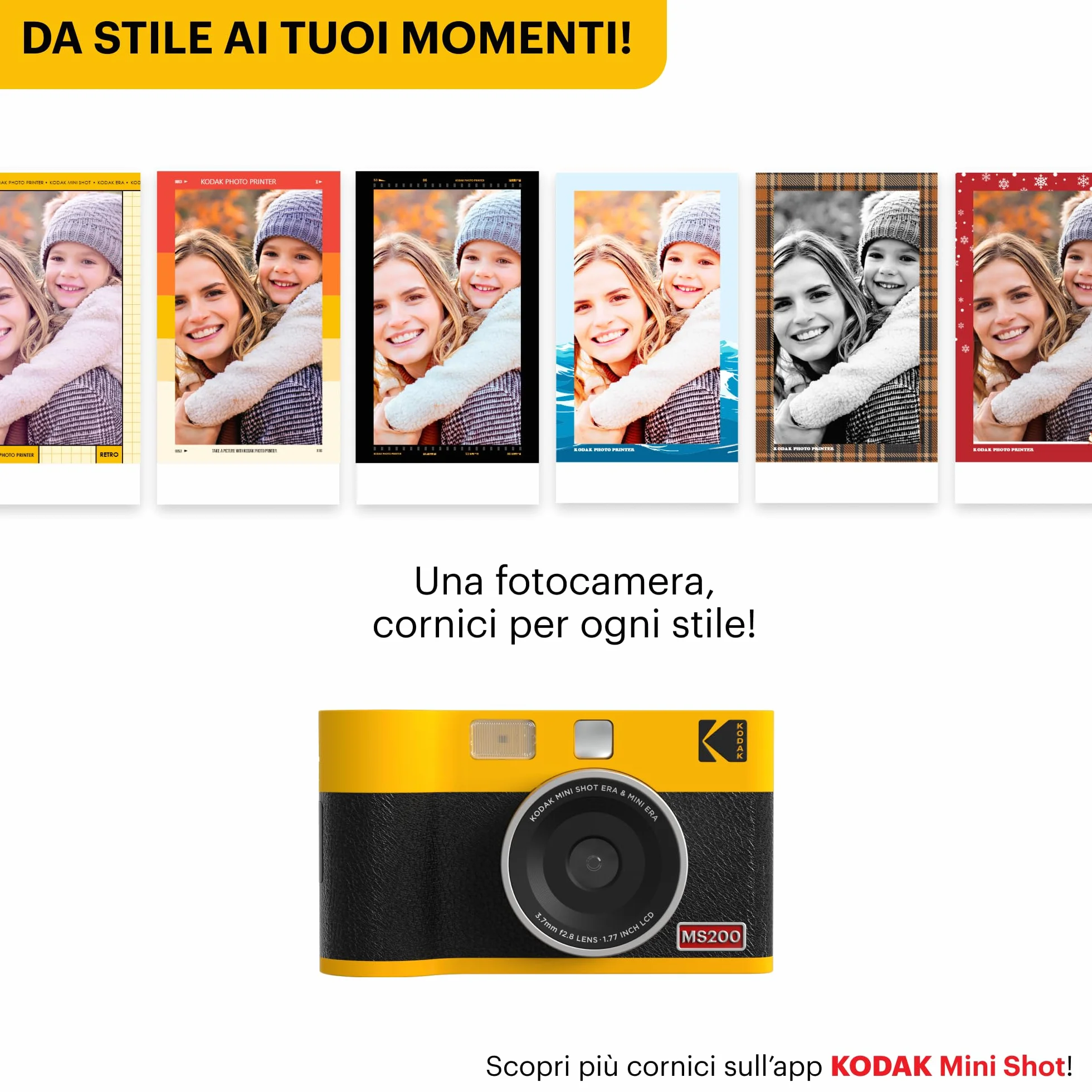KODAK Mini Shot 2 Era 4PASS 2-in-1 Fotocamera Istantanea & Stampante Fotografica (Fotocamera Istantanea + 8 Fogli inclusi + Pacchetto 30 Fogli, Nero)