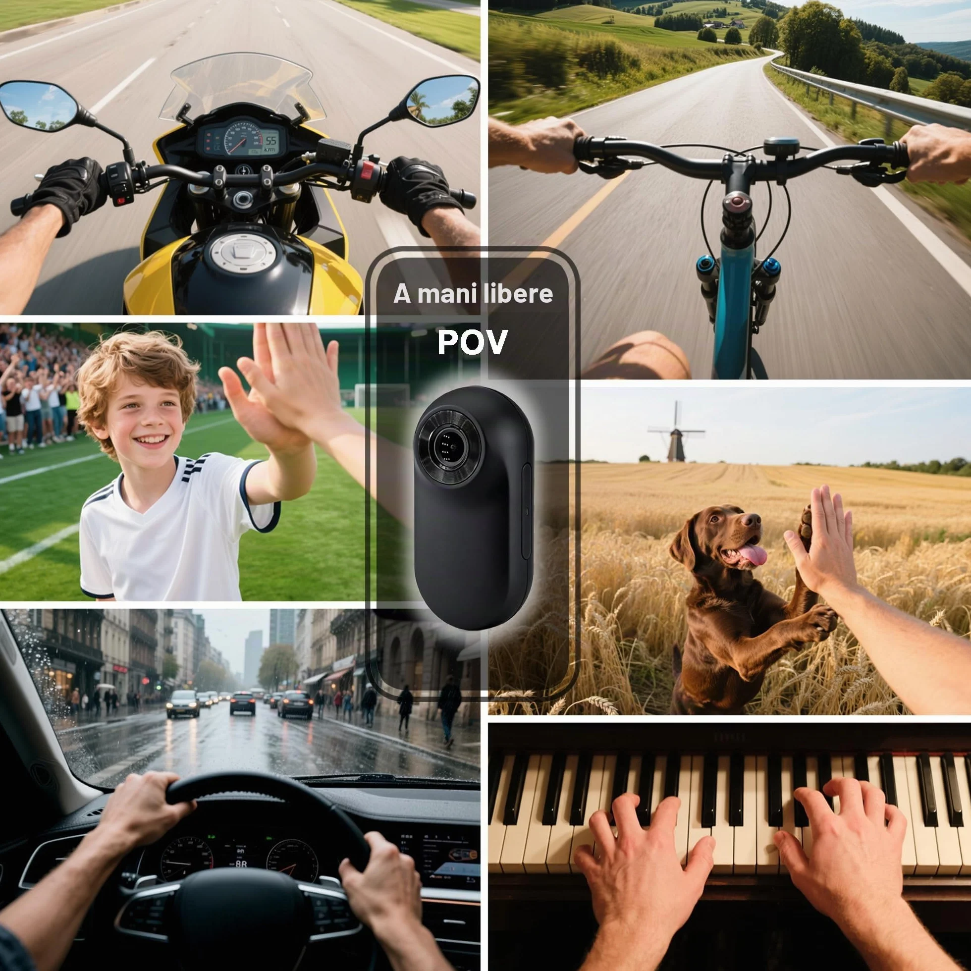 Body Cam, Action Cam Compatta con Microfono, POV Camera 32GB Incluse, Bodycam Fissaggio Magnetico, per Casco Moto, Bici, Sport Estremi e Vlogging (Nero)