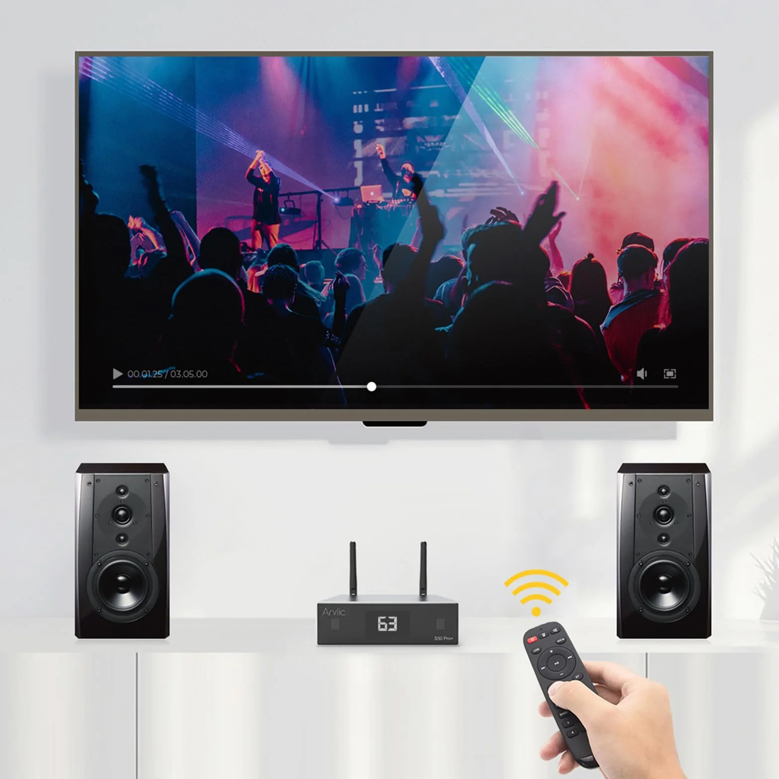 Arylic Up2stream S50 Pro+, Ricevitore Audio WiFi e Bluetooth， Preamplificatore aptX HD con ESS Sabre Dac Multiroom/multizone, Ricevitore Stereo Wireless con AirPlay, Spotify, Internet Radio