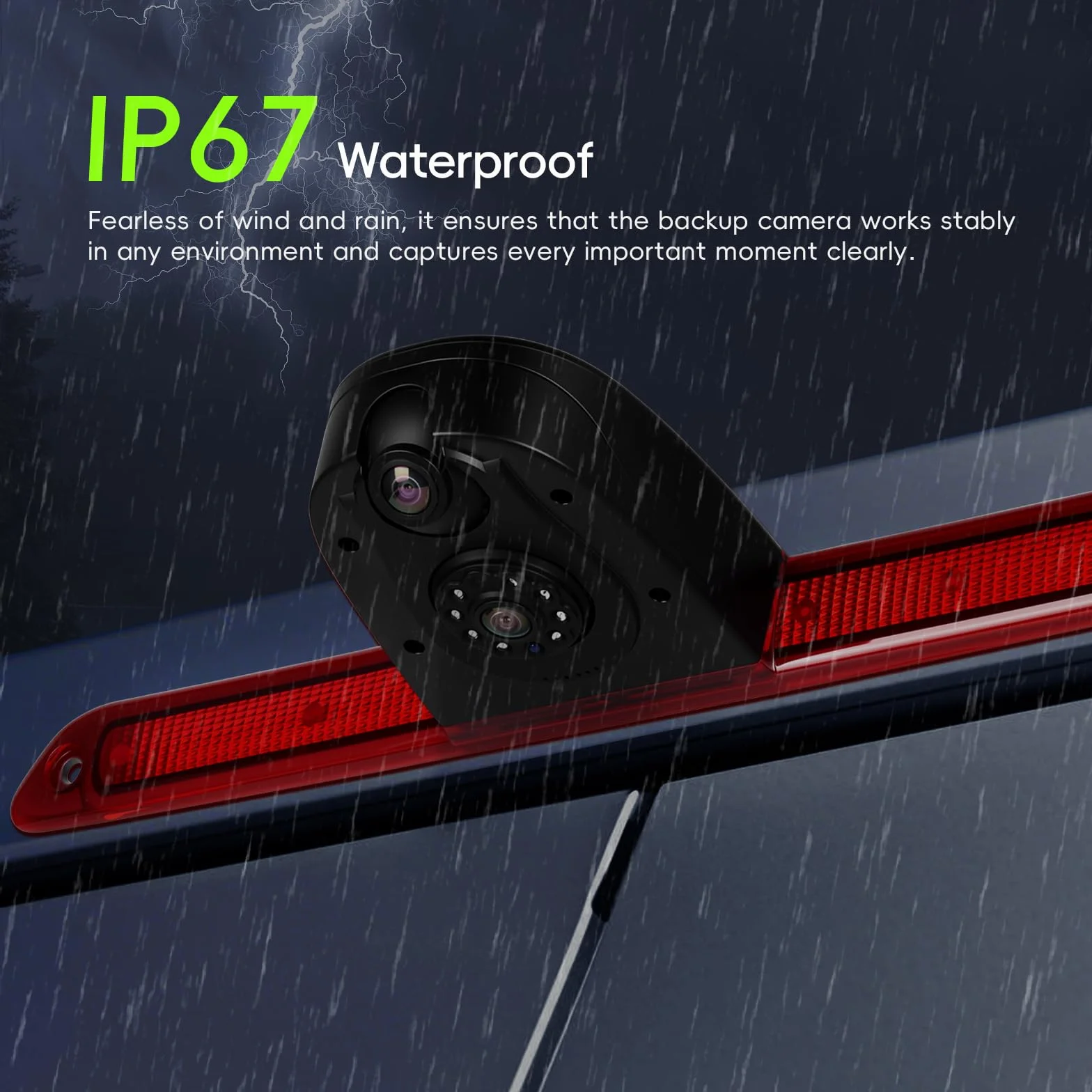Telecamera Auto Posteriore con Luce Freno, Auto Terzo Roof per Mercedes-Benz Sprinter (2007–2019) Integrata nella Terza Luce di Stop Visione Notturna Impermeabile IP67 Angolo 140°