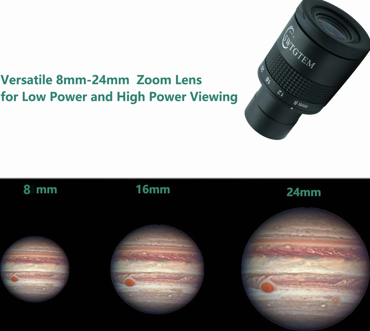 Telescopio Planetario Oculare Zoom, 8-24mm Lenti Oculari con FMC 9 Elementi 6 Gruppo, per Luna Astronomia Osservazione