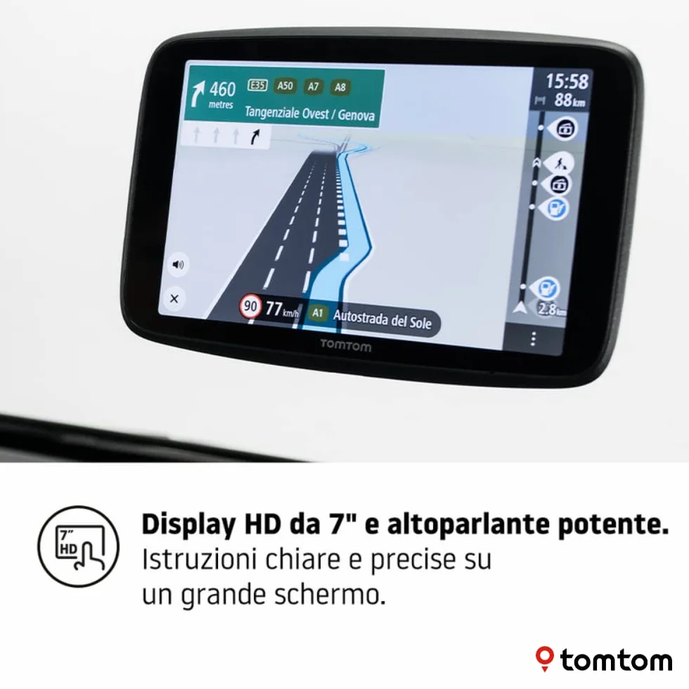 Navigatore satellitare per camper, caravan e roulotte GO Camper Max con schermo HD da 7", PDI per camper, caravan e roulotte, aggiornamenti Wi-Fi, TomTom Traffic, avvisi autovelox e mappe del mondo