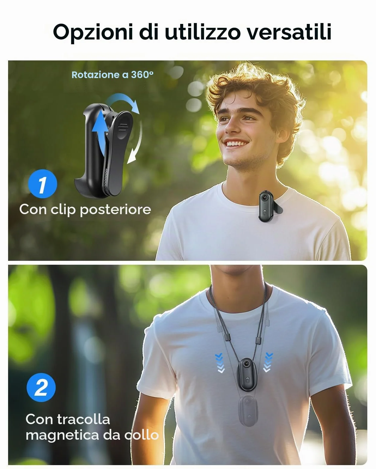 BOBLOV W4 4K Bodycam - Fotocamera per corpo Mini, con clip girevole a 360° e clip magnetica, 90 minuti per registrazioni, lezioni, viaggi, passeggiate con animali domestici (4K 64GB)