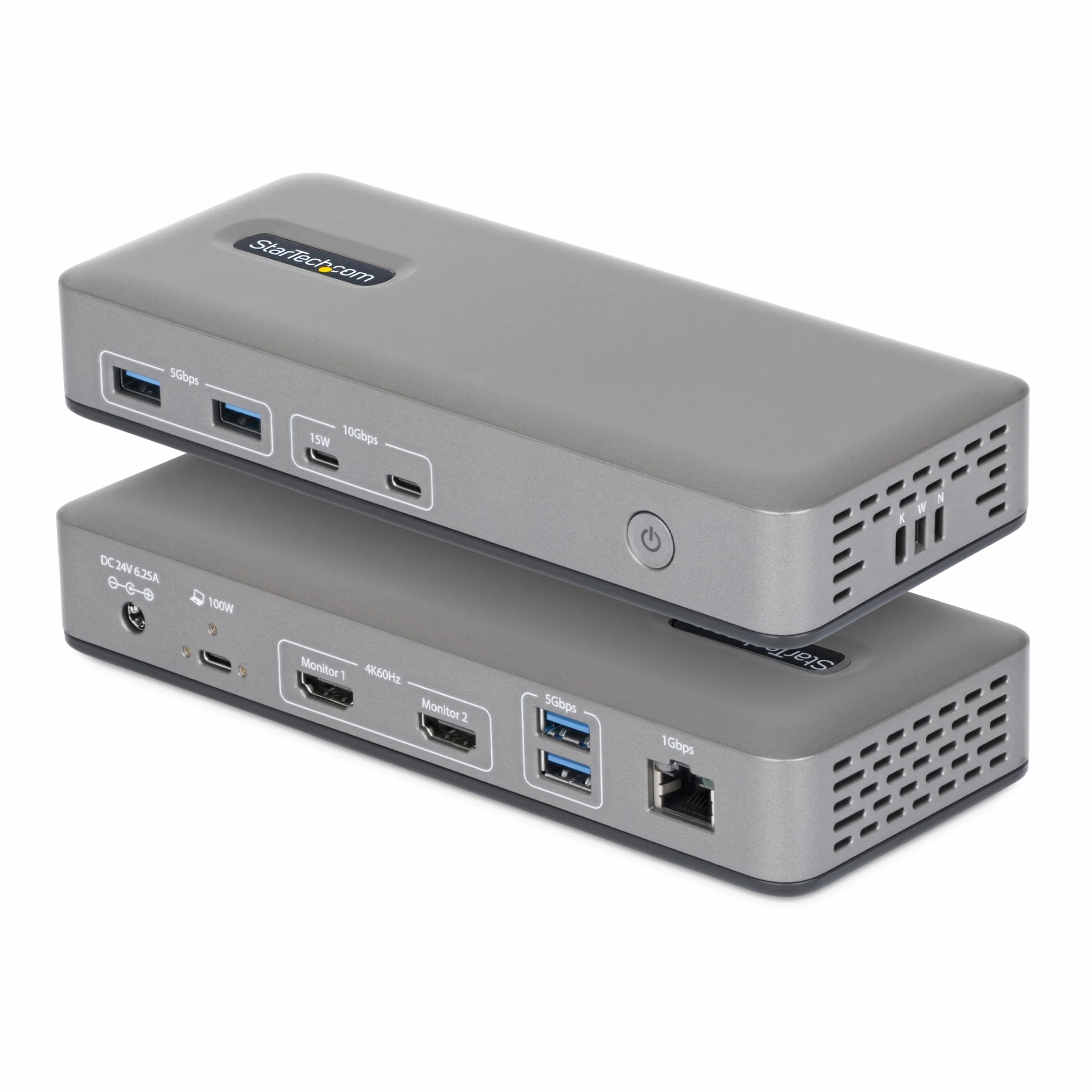 StarTech Docking station USB-C Dual Monitor, 2x HDMI 4K 60Hz, PD 100W, 6x USB 10Gbps, Gigabit Ethernet, Driverless, DockpPer Laptop Windows DP Alt Mode
