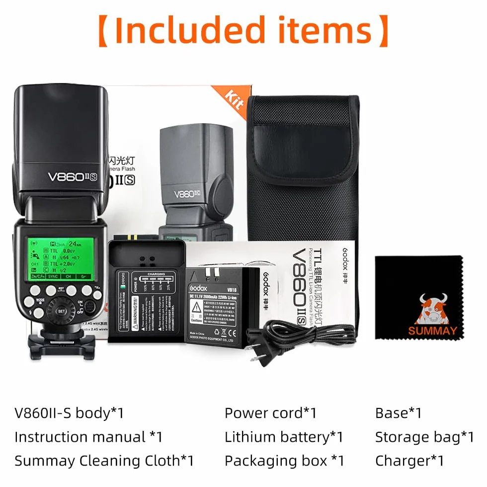 GODOX Ving V860II-S TTL Flash HSS 1/8000s con Ricaricabile Batteria Fotocamera Flash Speedlite per Sony A7 A7II A7RII HVL-F60M HVL-F43M HVL-F32M