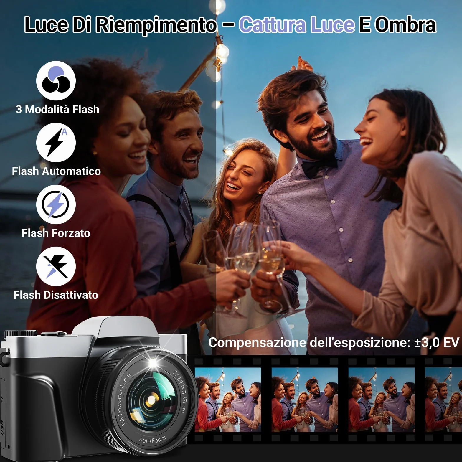 Fotocamera Digitale WiFi 4K 64MP Macchina Fotografica Digitale Compatta con Schermo Ribaltabile 3” 180°, Autofocus, Zoom Digitale 16X, Flash, 2 Batterie e Scheda 32GB per Vlogging e Fotografia