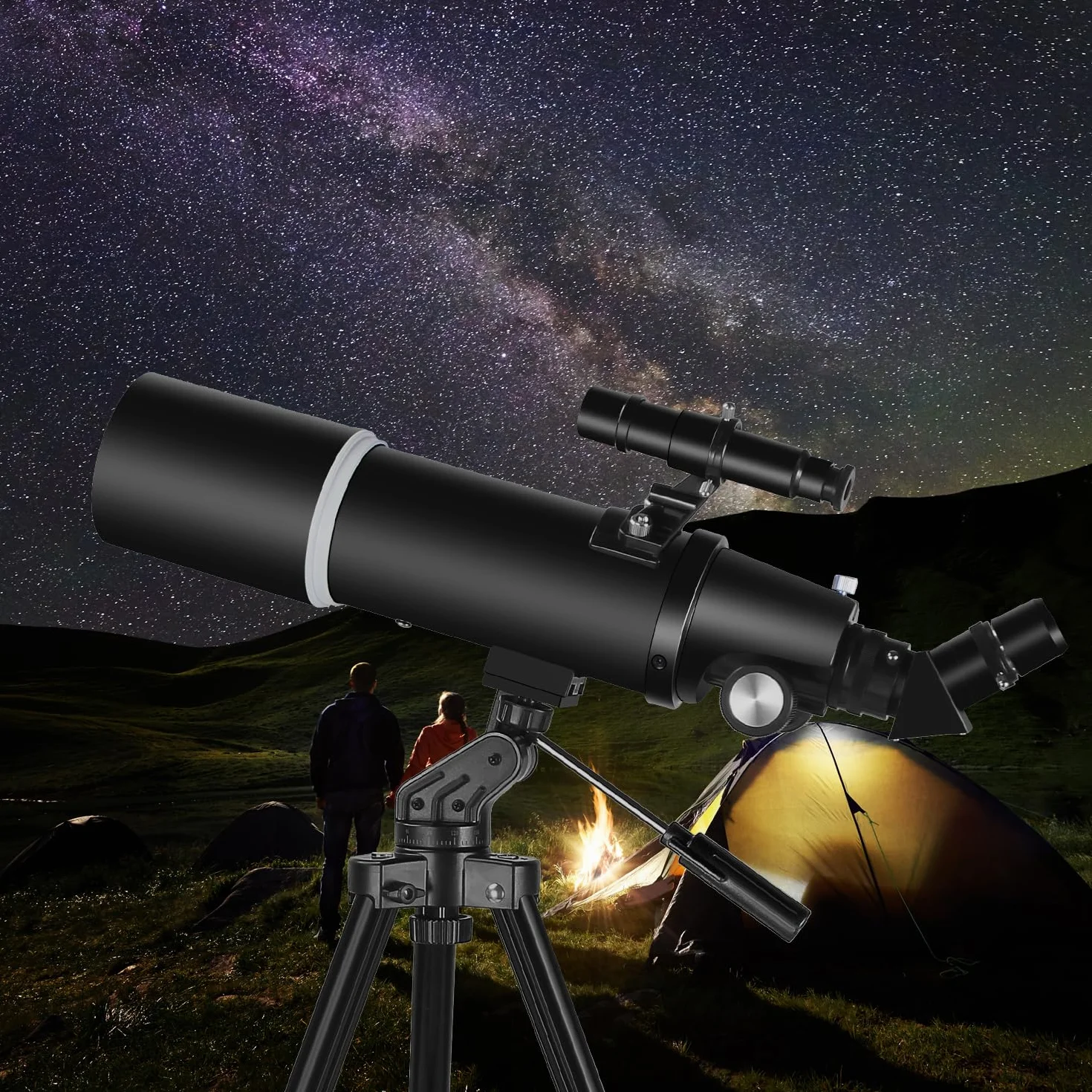 Telescopio Astronomia per Adulti e Principianti - Apertura 80 mm, 600 mm, Portatile da Viaggio per Bambini con Treppiede, Adattatore per Telefono e Zaino