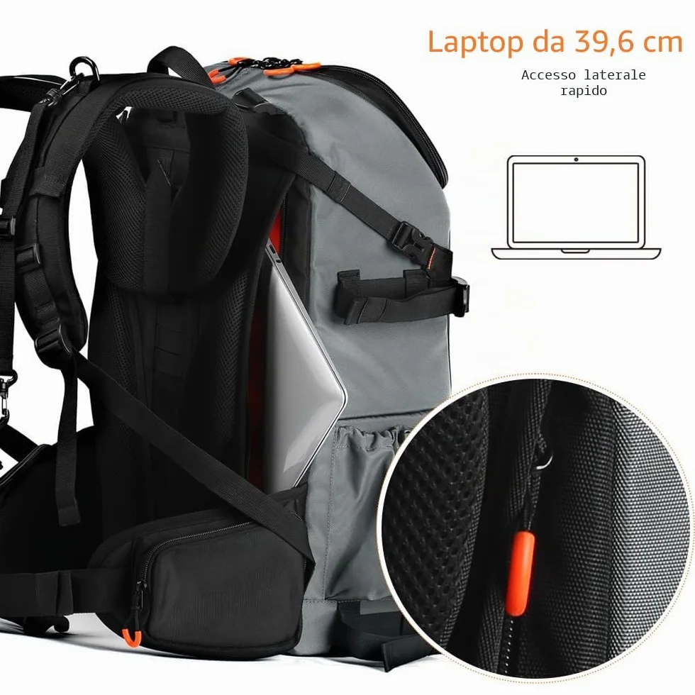 K&F CONCEPT Zaino per Fotocamera Professonale, 32L Borsa Fotocamera Fotografia Multifunzionale Zaino Fotocamera Impermeabile Resistente, Scomparto per Laptop da 15.6 Pollici (Inclusa Borsa Tracolla)