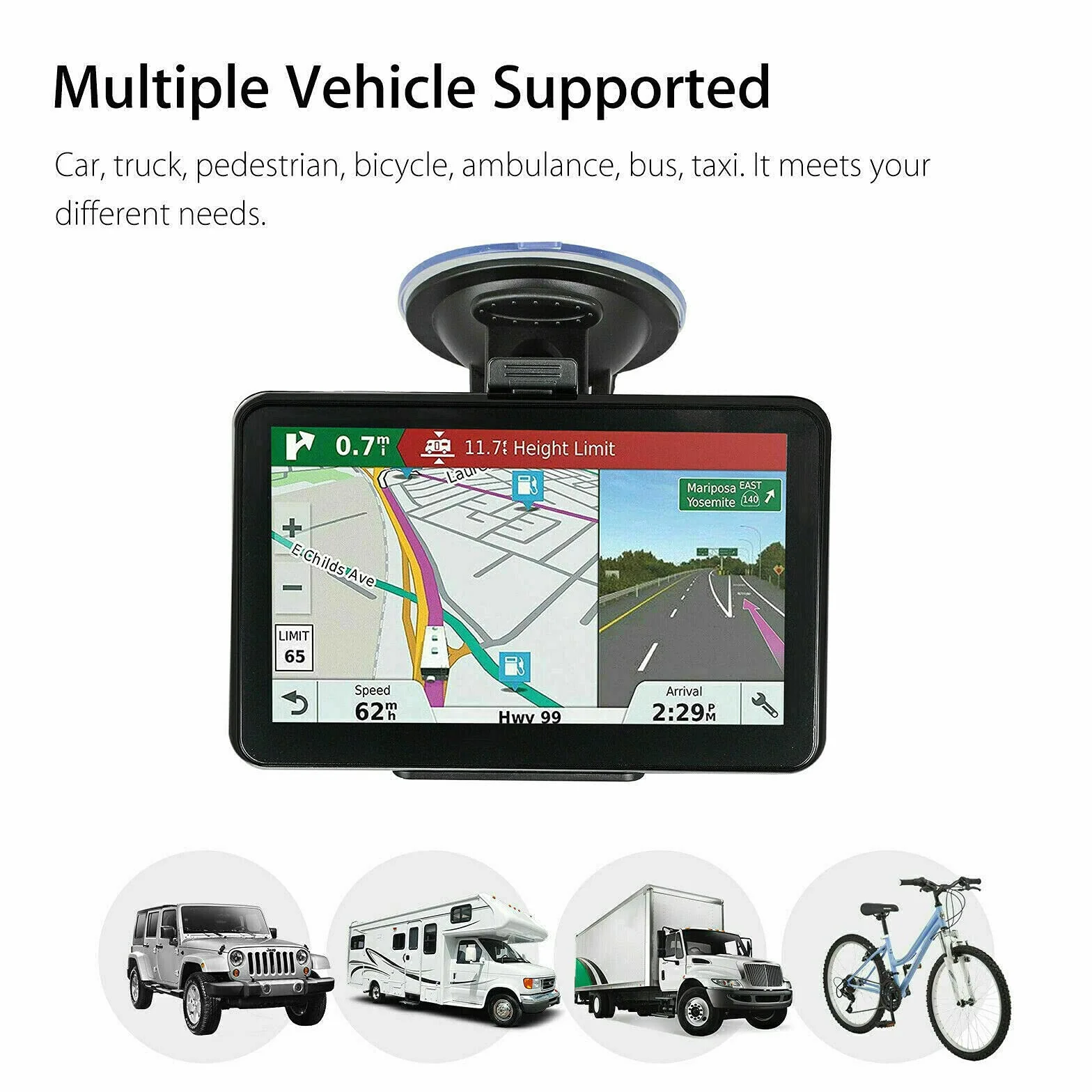 Riloer Navigatore GPS per Auto Portatile da 7 Pollici per Camion, Auto, Touch Screen Capacitivo, con Mappa ad Alta Definizione, FM, Console per Auto 3D