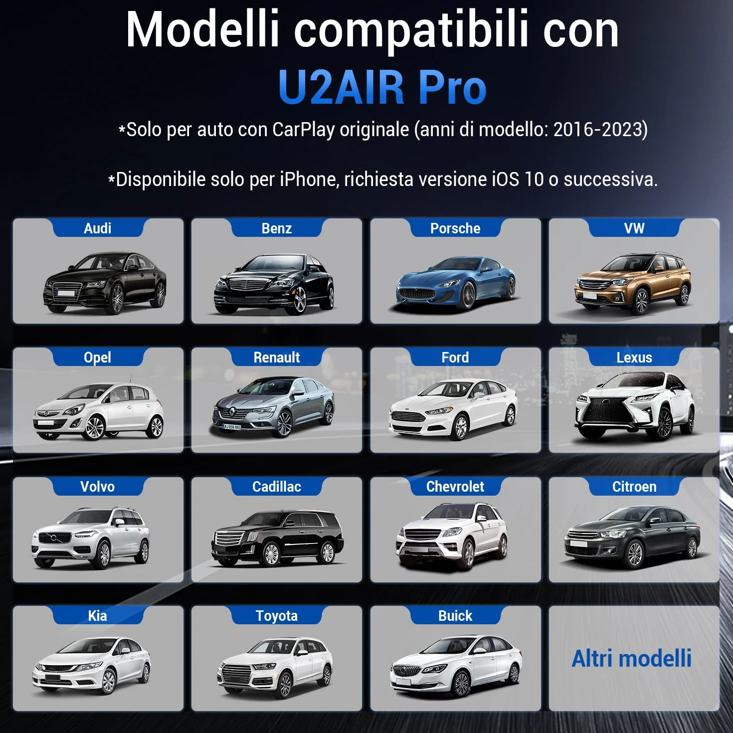 Ottocast Wireless-CarPlay-Adapter-Adattatore U2AIR Pro Wired to Wireless CarPlay Dongle Senza Filo Plug Play per iPhone e Auto con Funzione CarPlay Cablata in Fabbrica(Anno Di Produzione: 2016-2024)